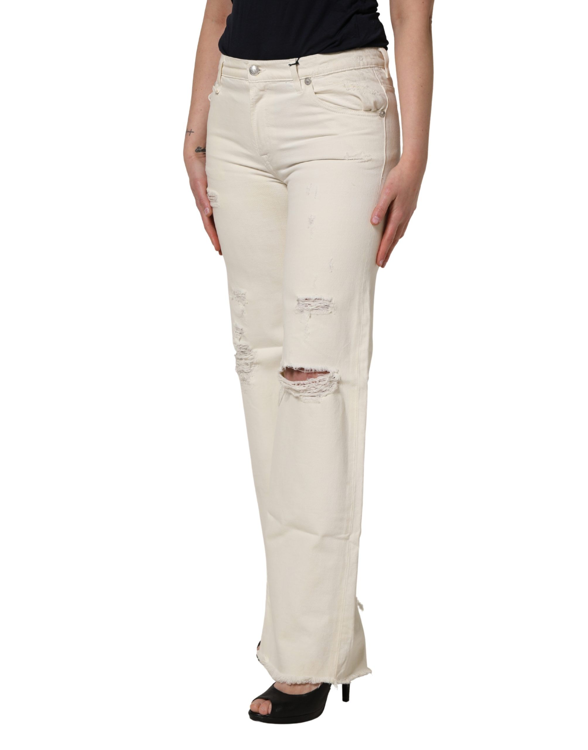 Mid Waisted Bootcut Tattered Denim Trouser Women's Jeans (Pre-Owned) - R13 - Modalova