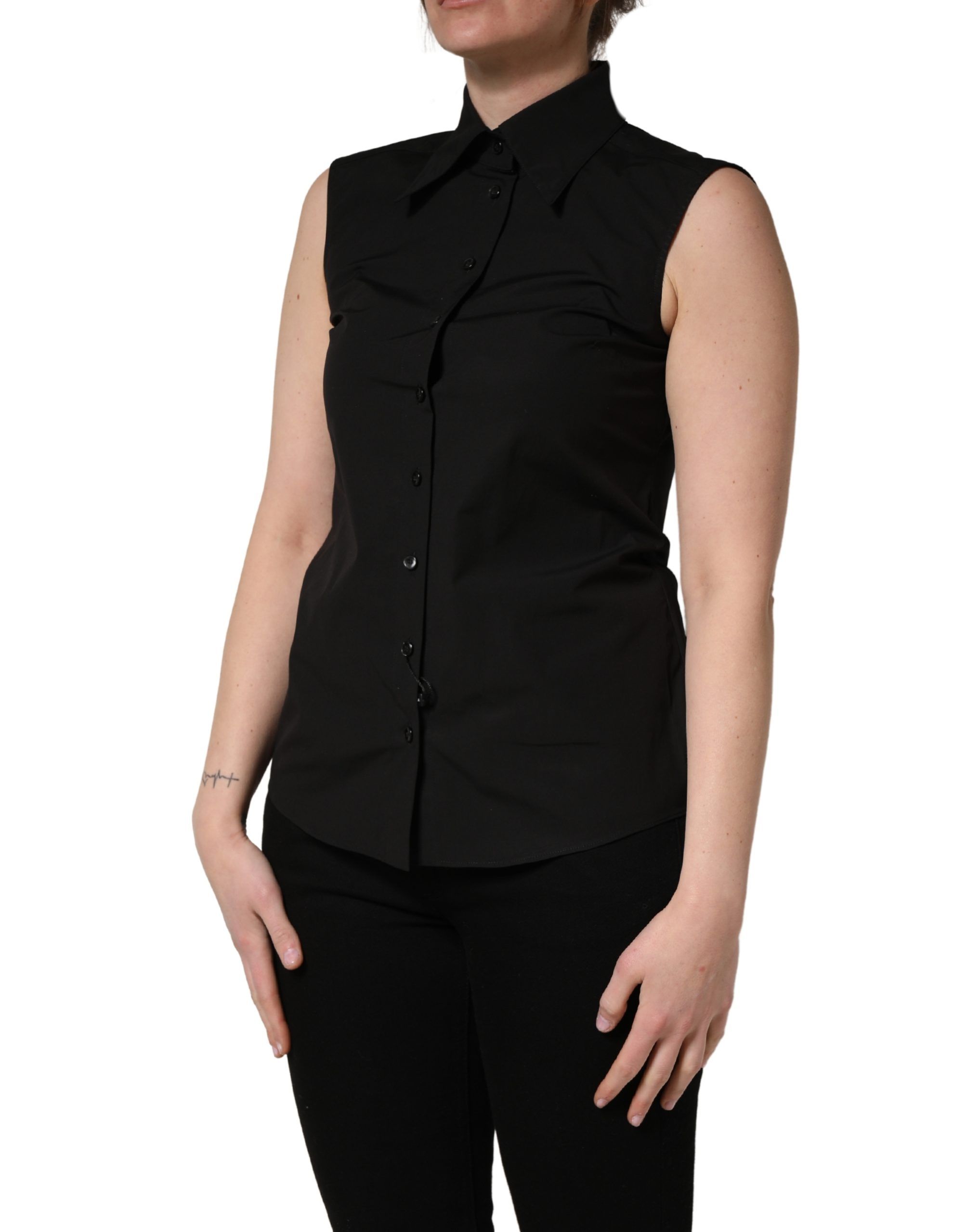 Cotton Sleeveless Collared Blouse Women's Top - Dolce & Gabbana - Modalova