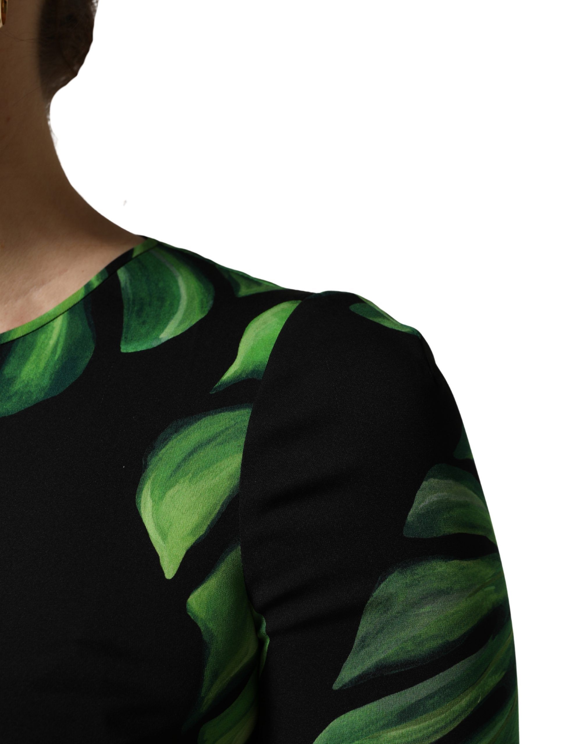 Black Philodendron Print Silk Blouse Women's Top - Dolce & Gabbana - Modalova