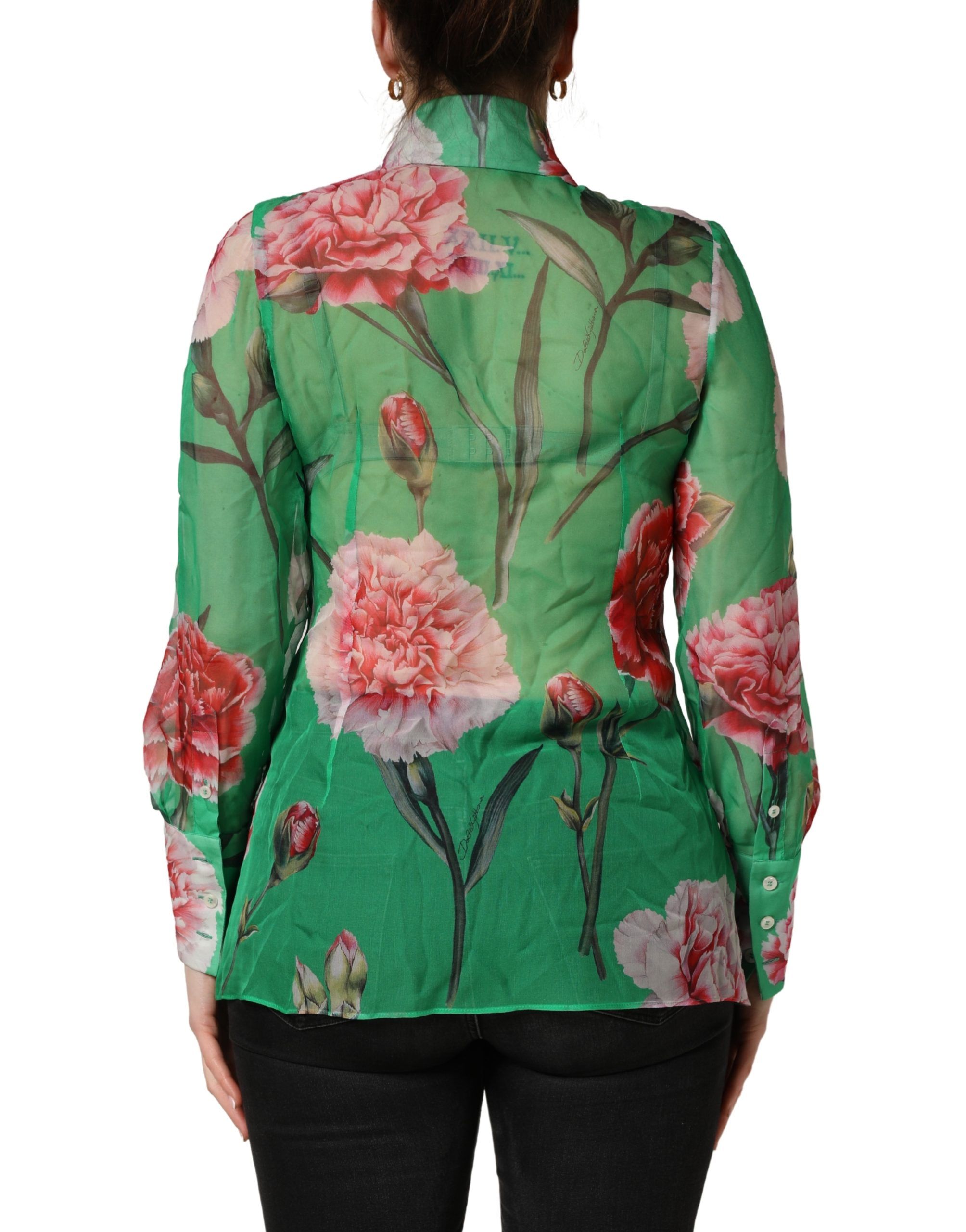 CarnationPrint Silk Collared Blouse Women's Top (Pre-Owned) - Dolce & Gabbana - Modalova
