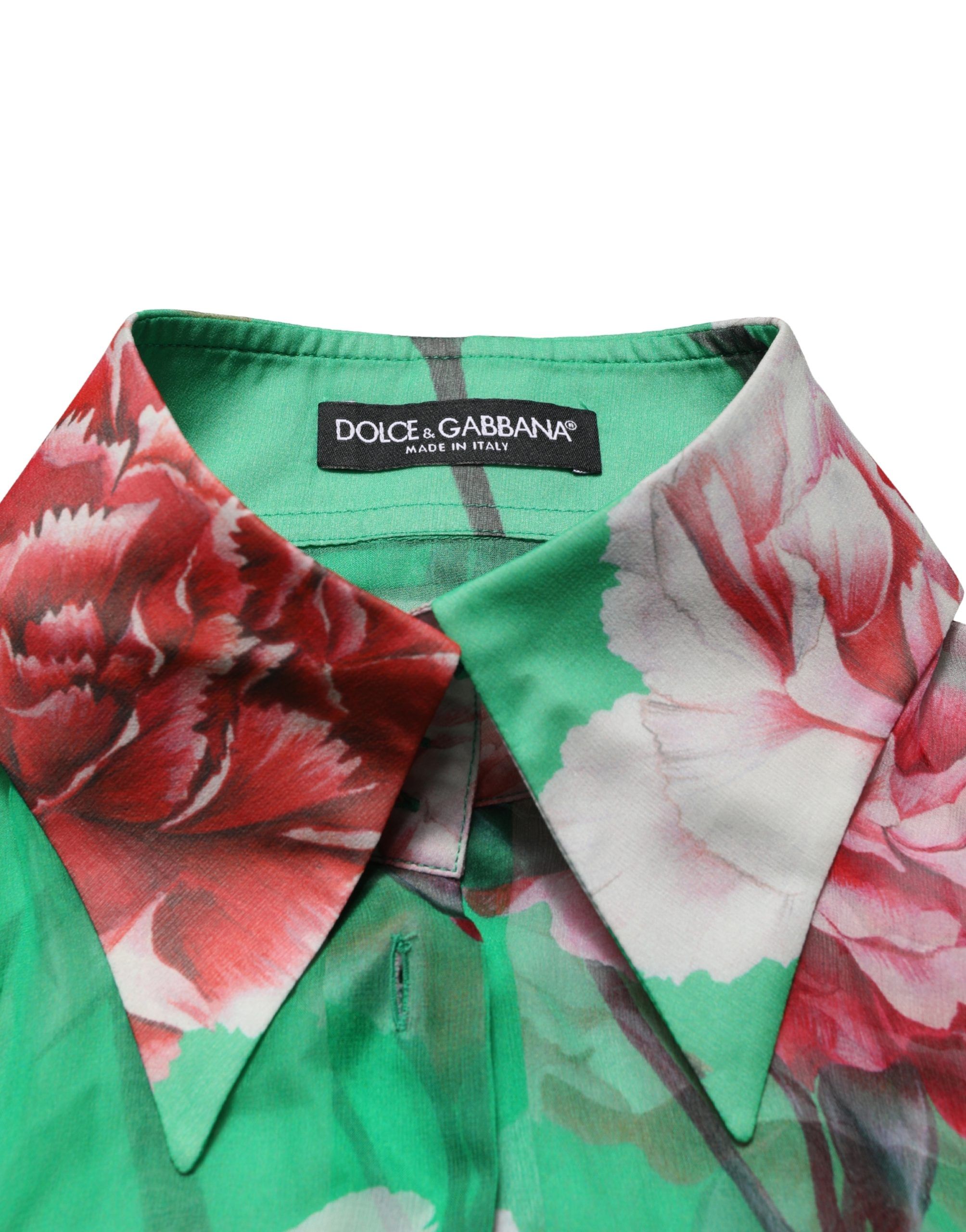 CarnationPrint Silk Collared Blouse Women's Top (Pre-Owned) - Dolce & Gabbana - Modalova