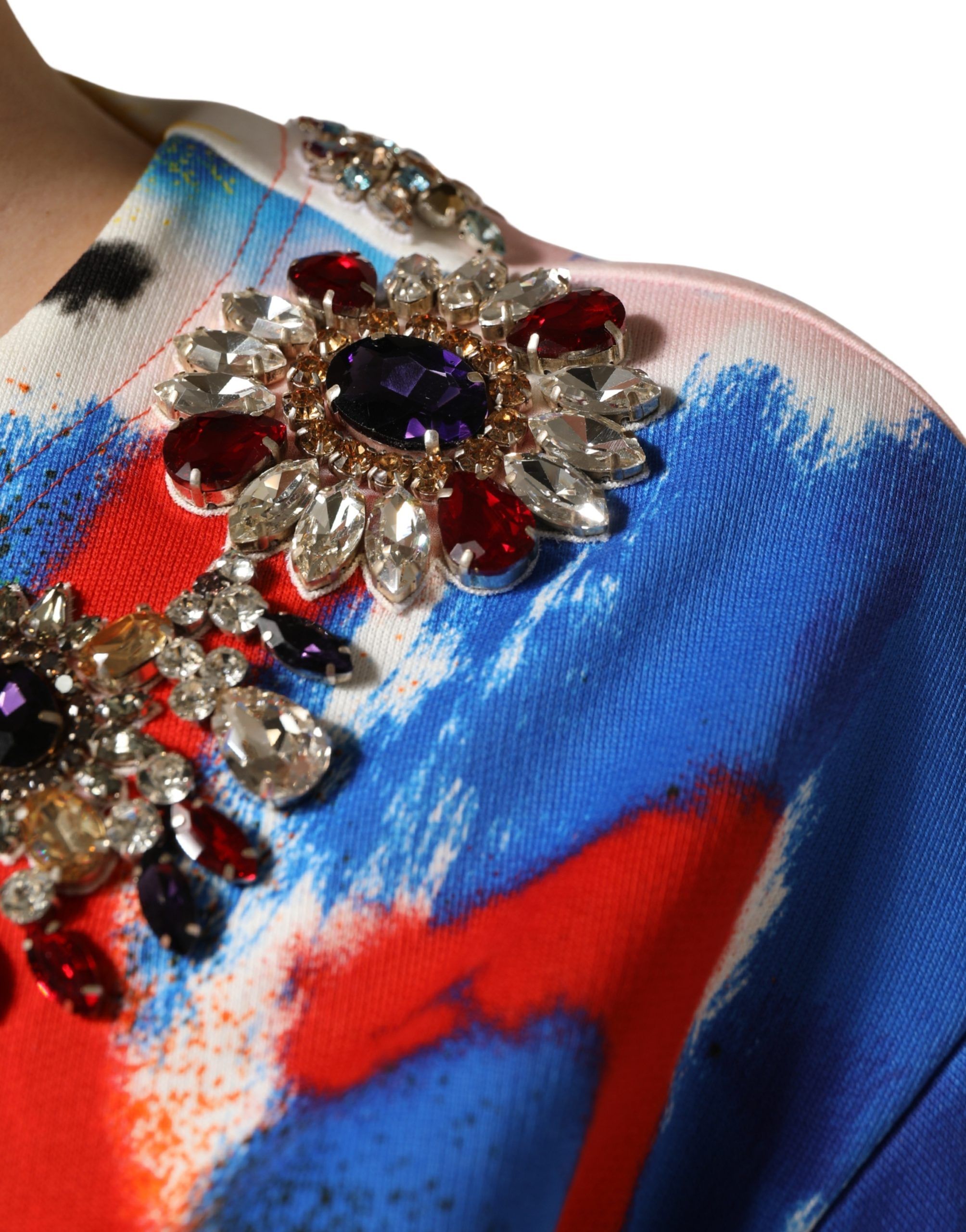 Graffiti Crystals Crop Jersey Women's Top - Dolce & Gabbana - Modalova