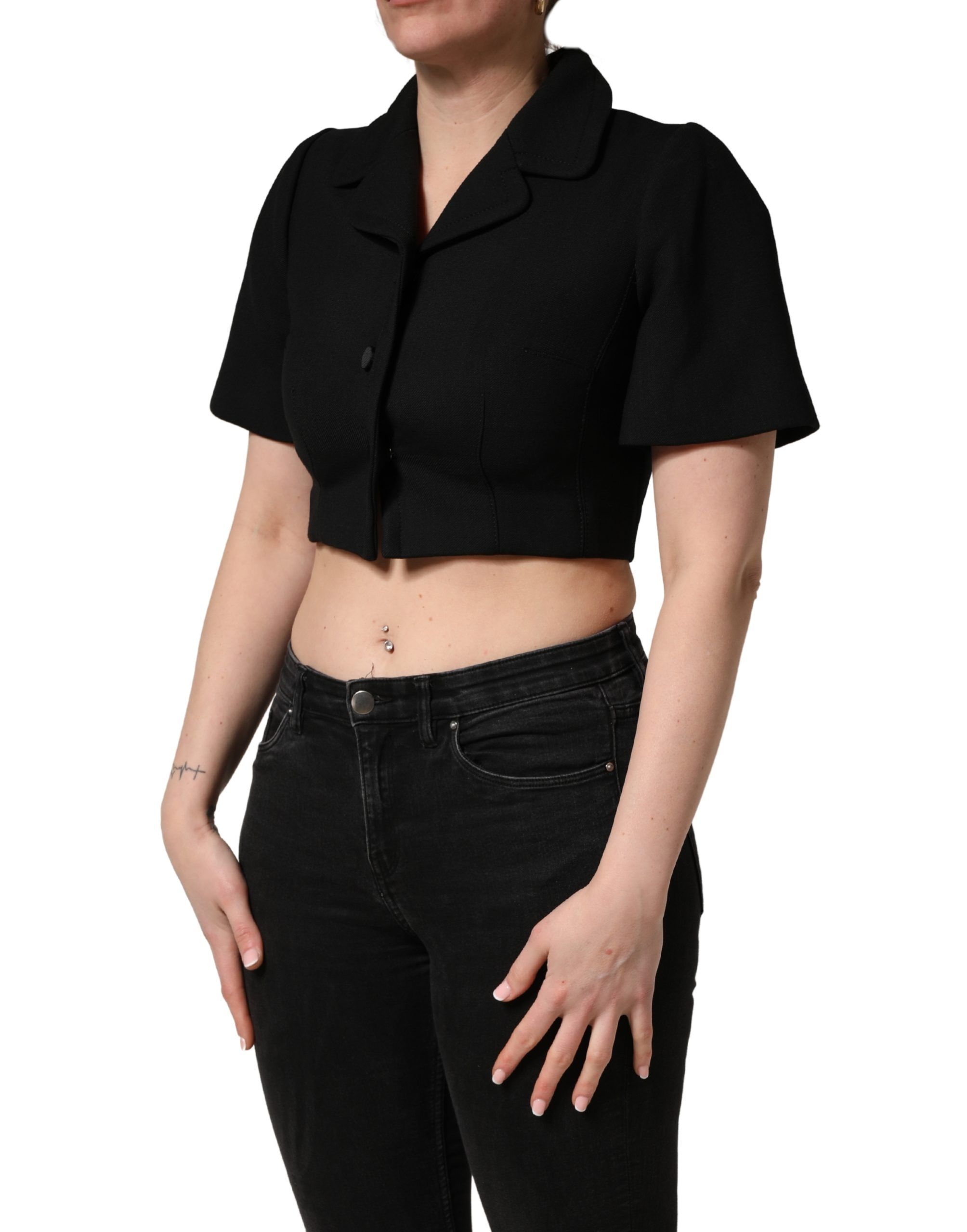 Collared Short Sleeves Cropped Blouse Women's Top - Dolce & Gabbana - Modalova