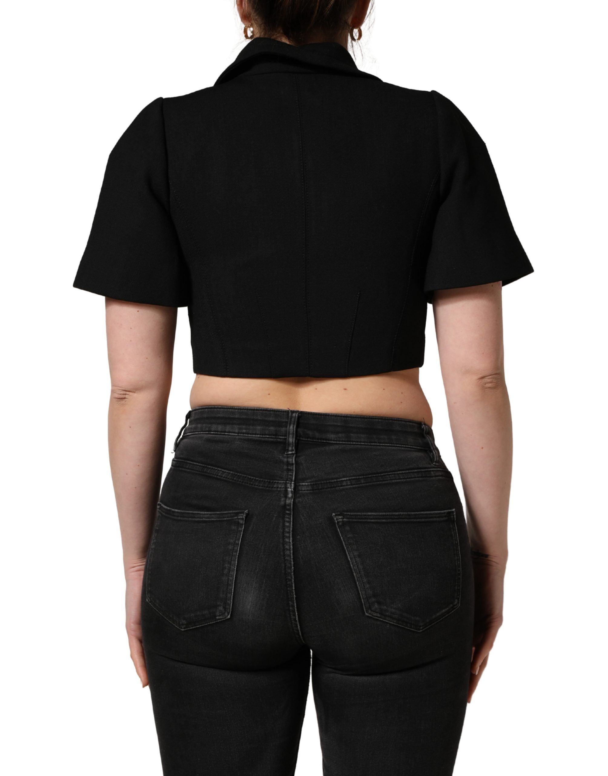 Collared Short Sleeves Cropped Blouse Women's Top - Dolce & Gabbana - Modalova