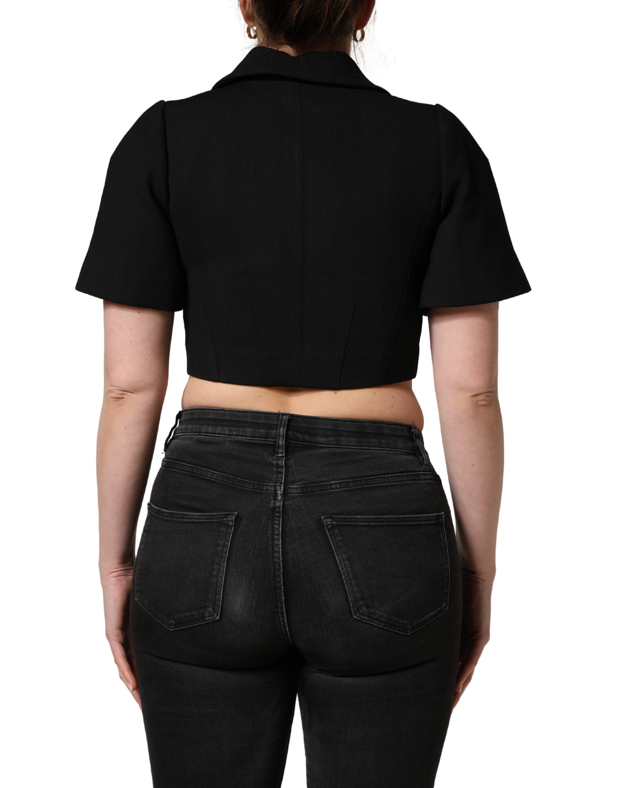 Collared Short Sleeves Cropped Blouse Women's Top - Dolce & Gabbana - Modalova