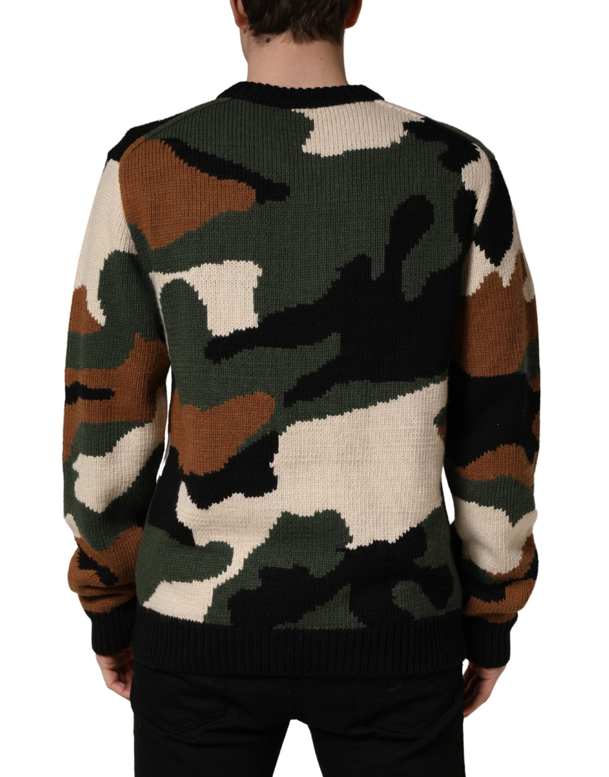 Intarsia-Knit Camouflage Pullover Men's Sweater - Dolce & Gabbana - Modalova
