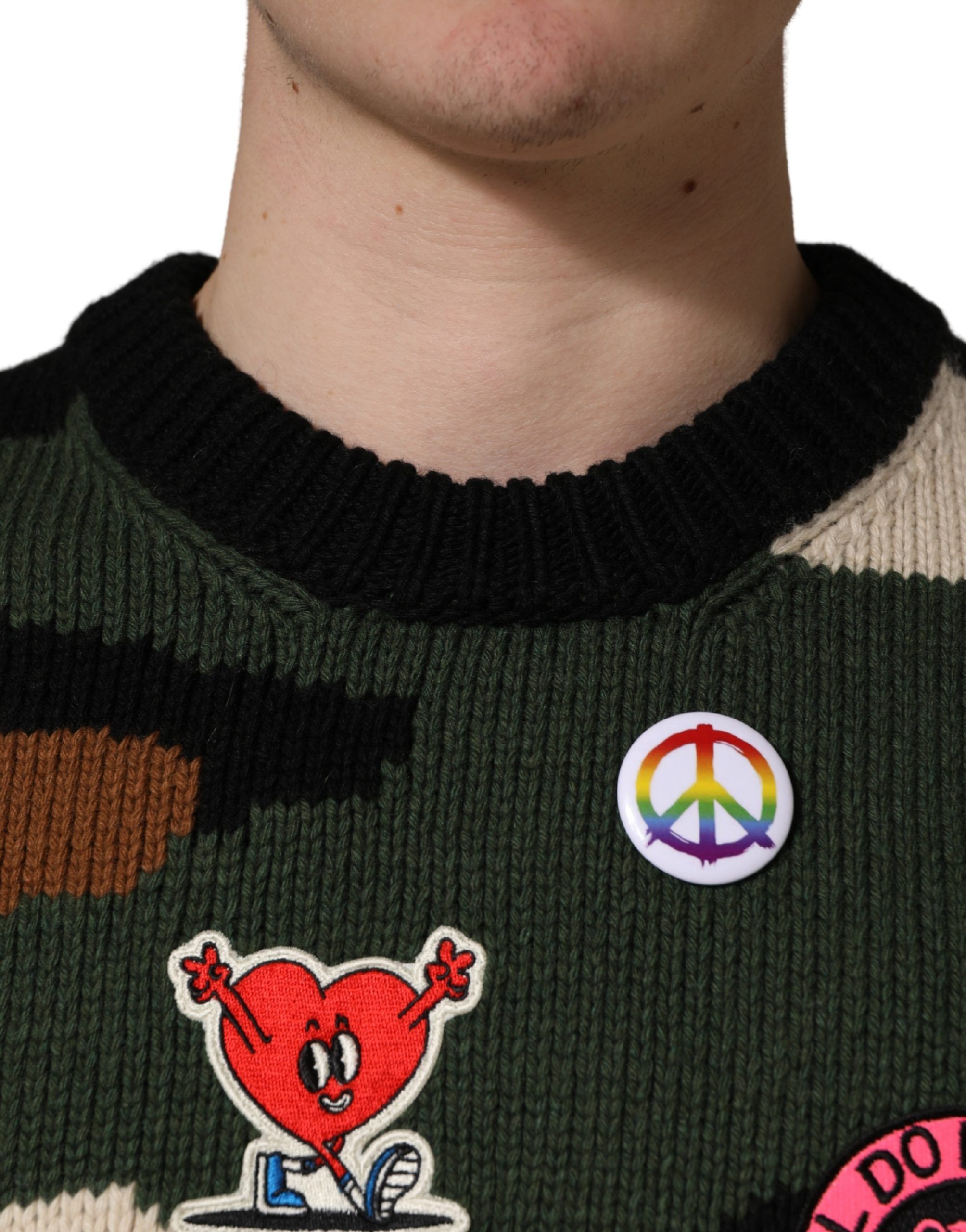 Intarsia-Knit Camouflage Pullover Men's Sweater - Dolce & Gabbana - Modalova