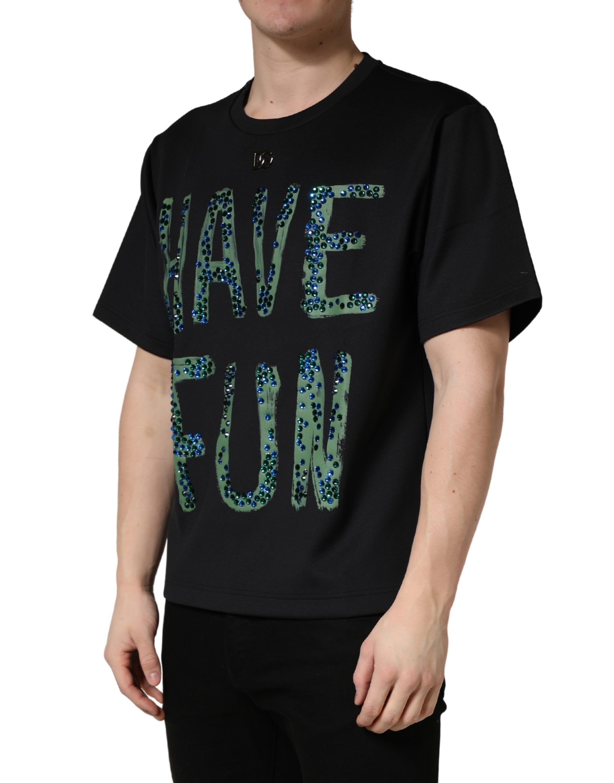 Have Fun Embellished Crew Neck Men's T-shirt - Dolce & Gabbana - Modalova