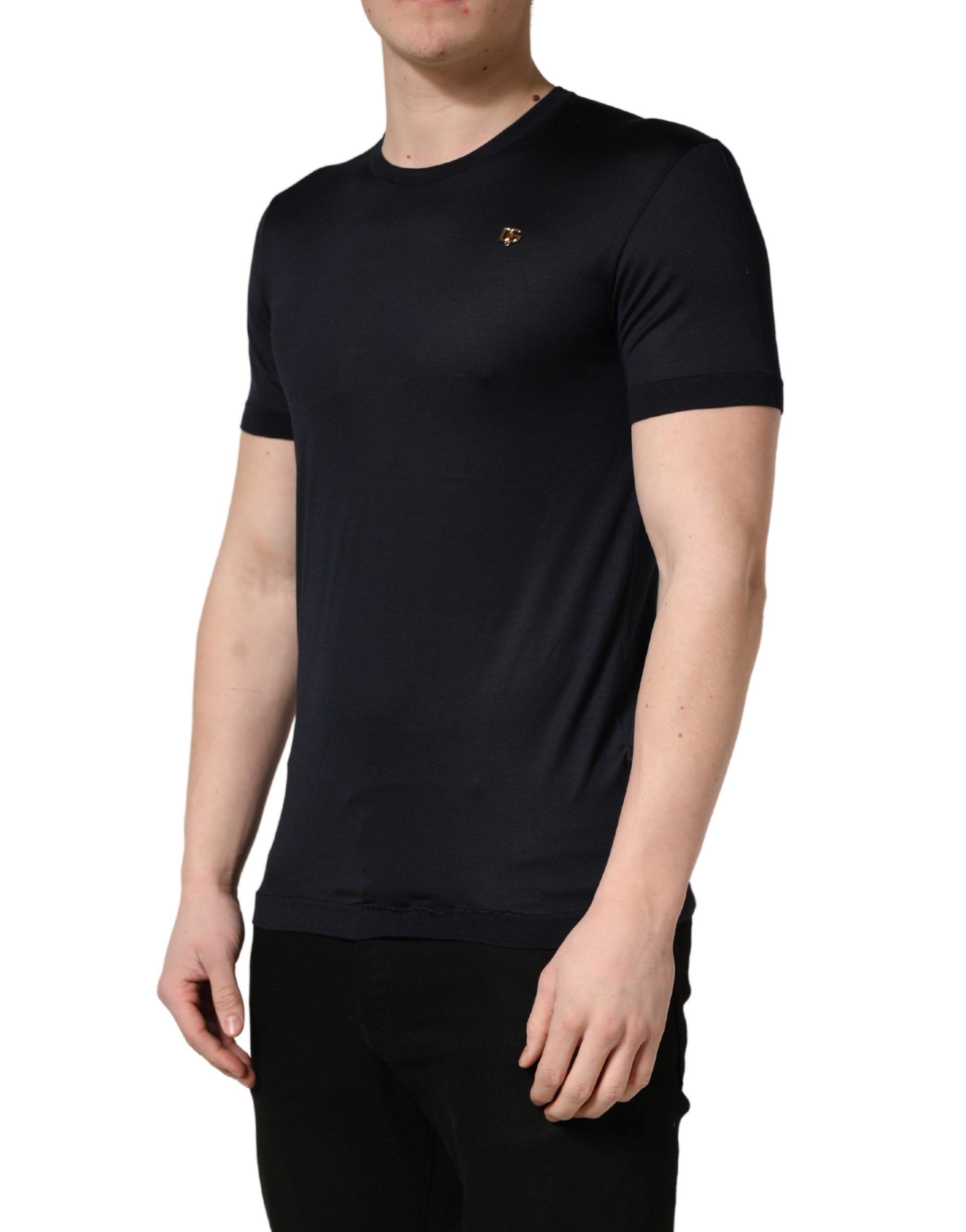 Dark DG Logo Silk Men Crew Neck Men's T-shirt (Pre-Owned) - Dolce & Gabbana - Modalova