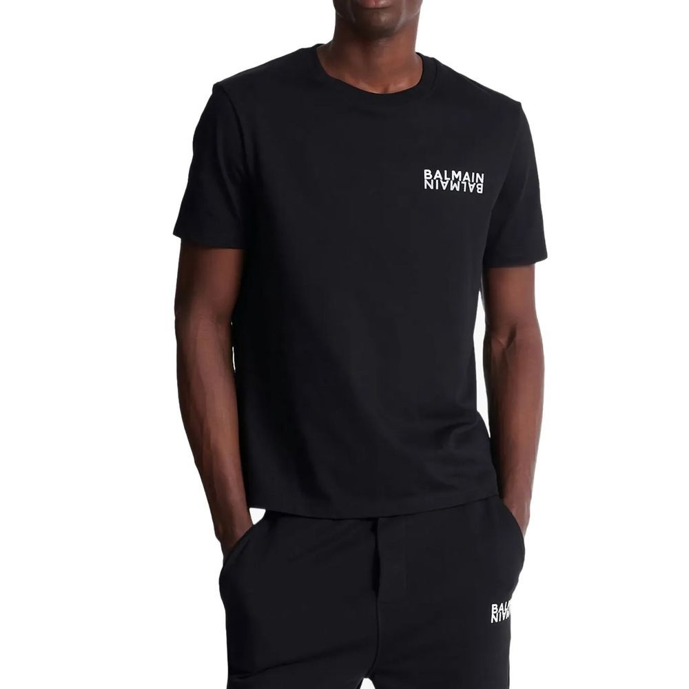 Balmain Black Cotton Men's T-Shirt - Balmain - Modalova