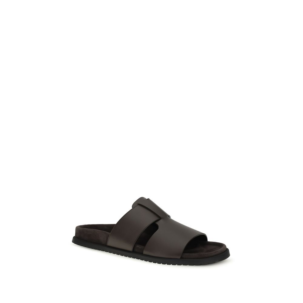 Calf Leather Bos Taurus Flat Men's Sandals - Dolce & Gabbana - Modalova