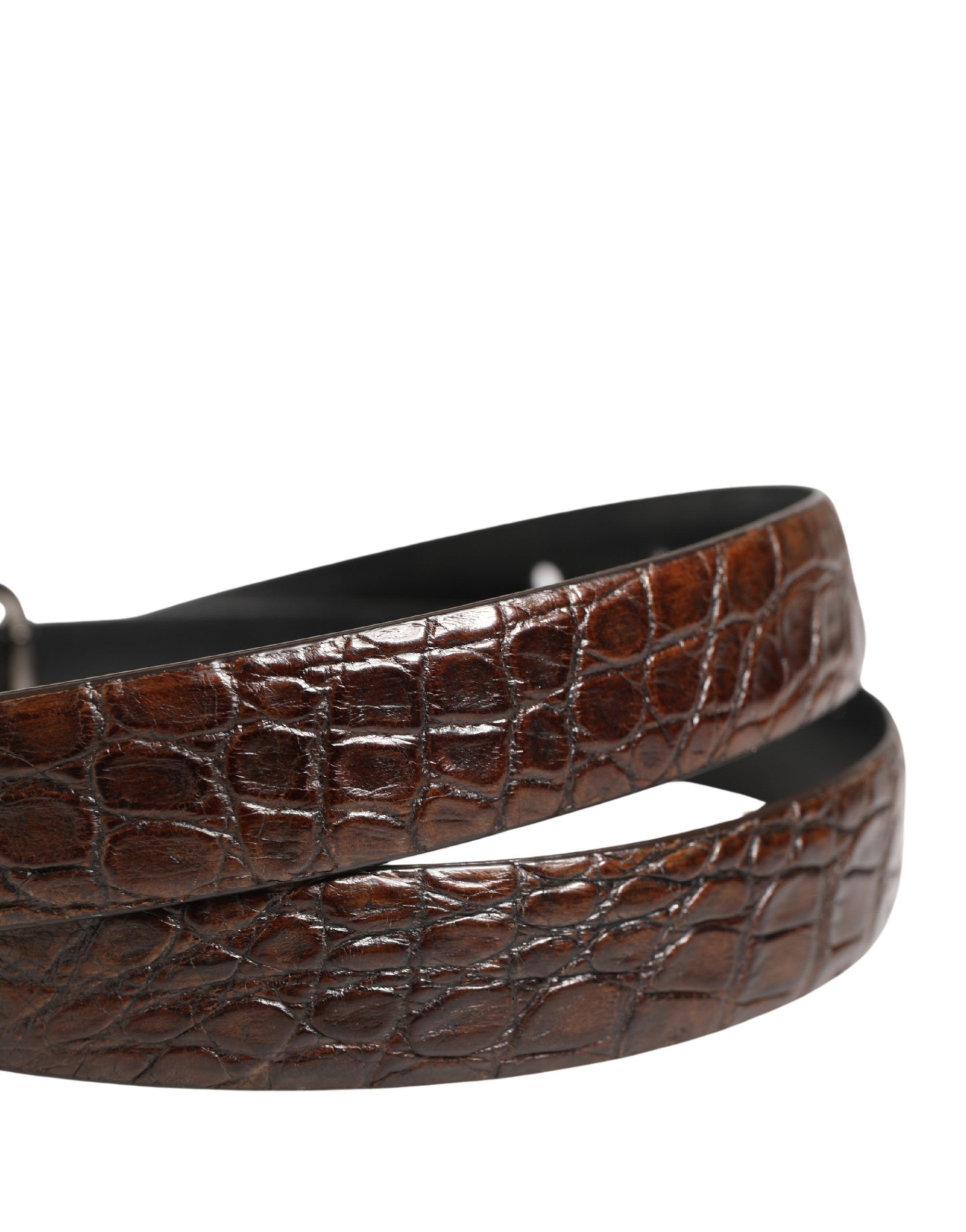 Leather Silver Tone Metal Buckle Men's Belt - Dolce & Gabbana - Modalova