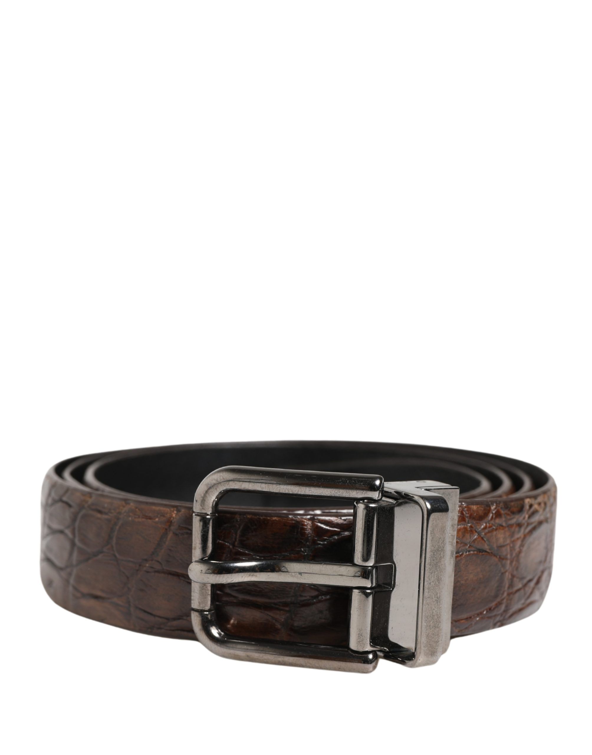 Leather Silver Tone Metal Buckle Men's Belt - Dolce & Gabbana - Modalova