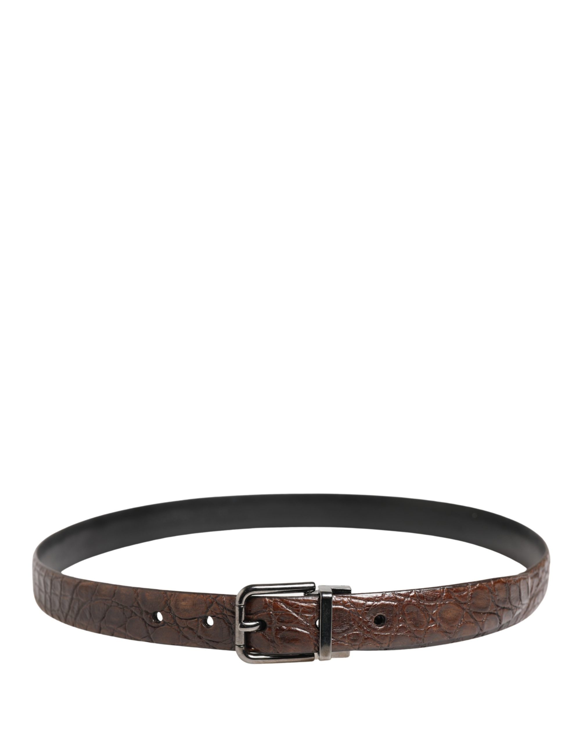 Leather Silver Tone Metal Buckle Men's Belt - Dolce & Gabbana - Modalova