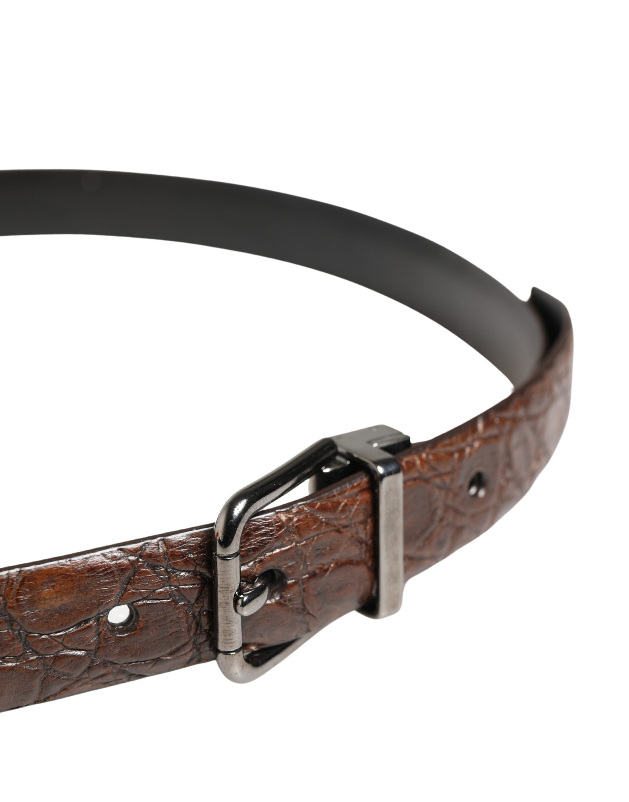 Leather Silver Tone Metal Buckle Men's Belt - Dolce & Gabbana - Modalova