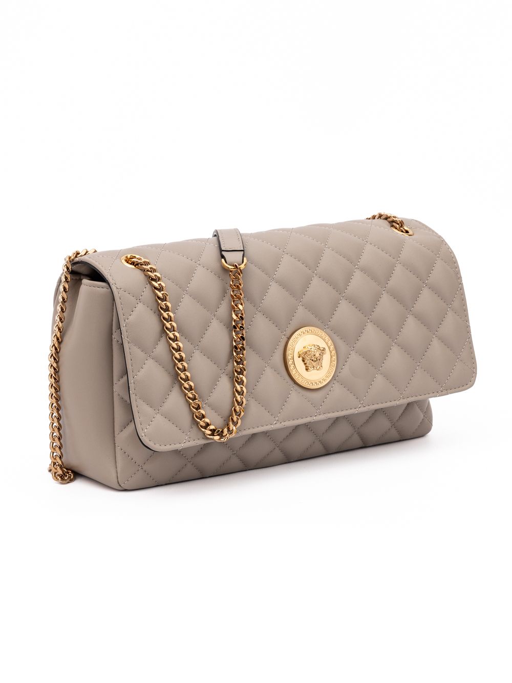 Taupe Quilted Leather Shoulder Strap Women's Bag - Versace - Modalova