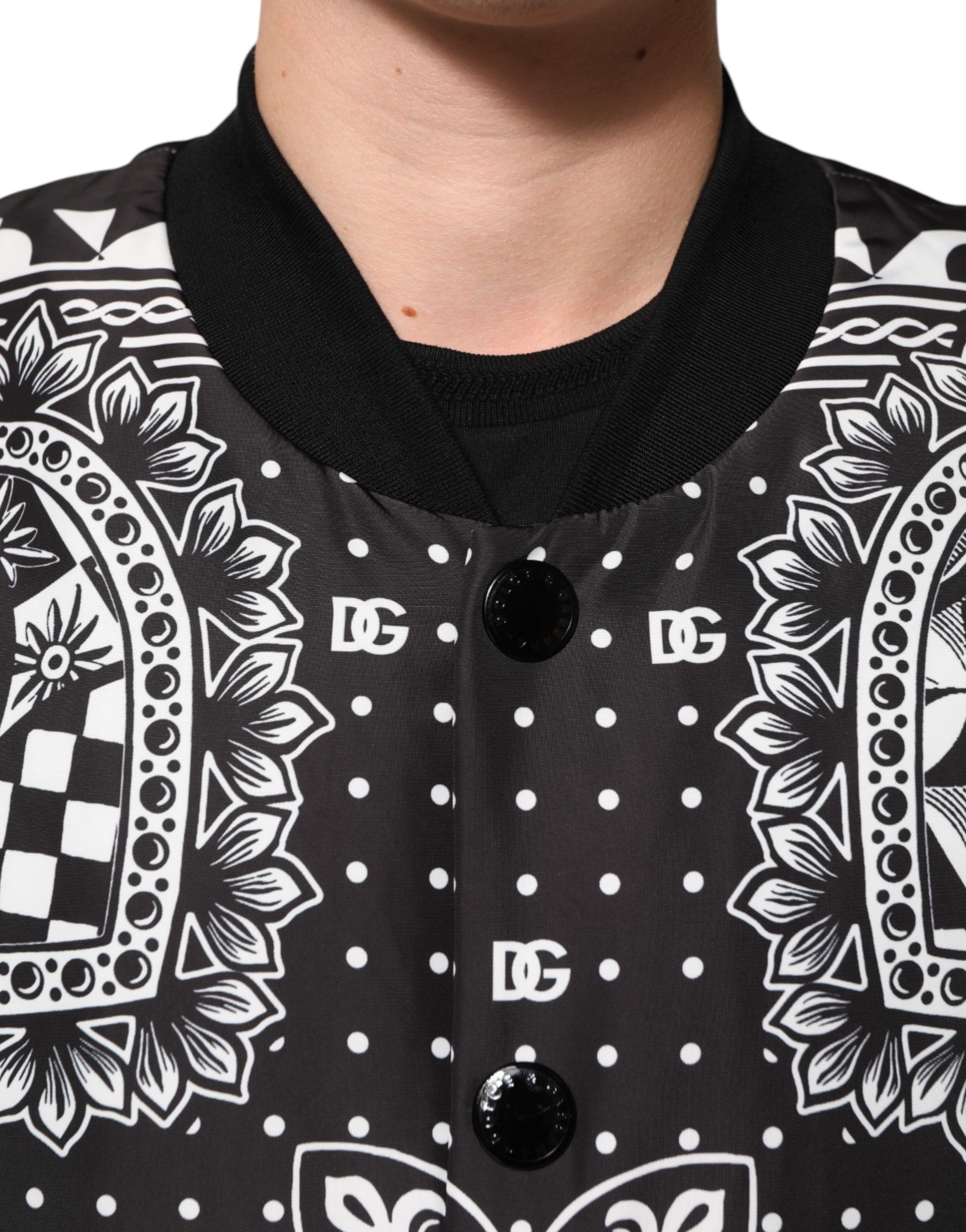 Black White BandanaPrint Men Bomber Men's Jacket - Dolce & Gabbana - Modalova