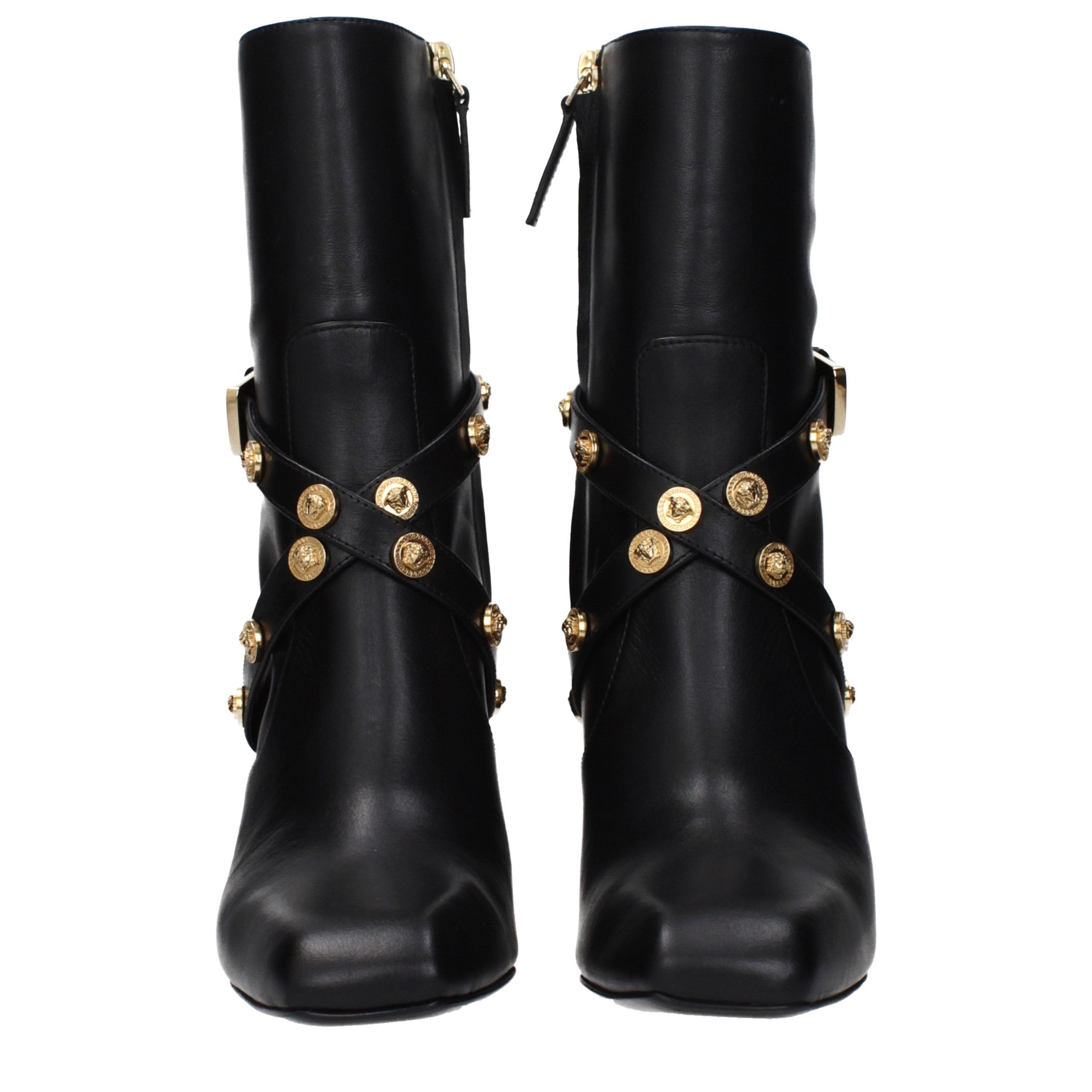 Leather Ankle Women's Boots - Versace - Modalova