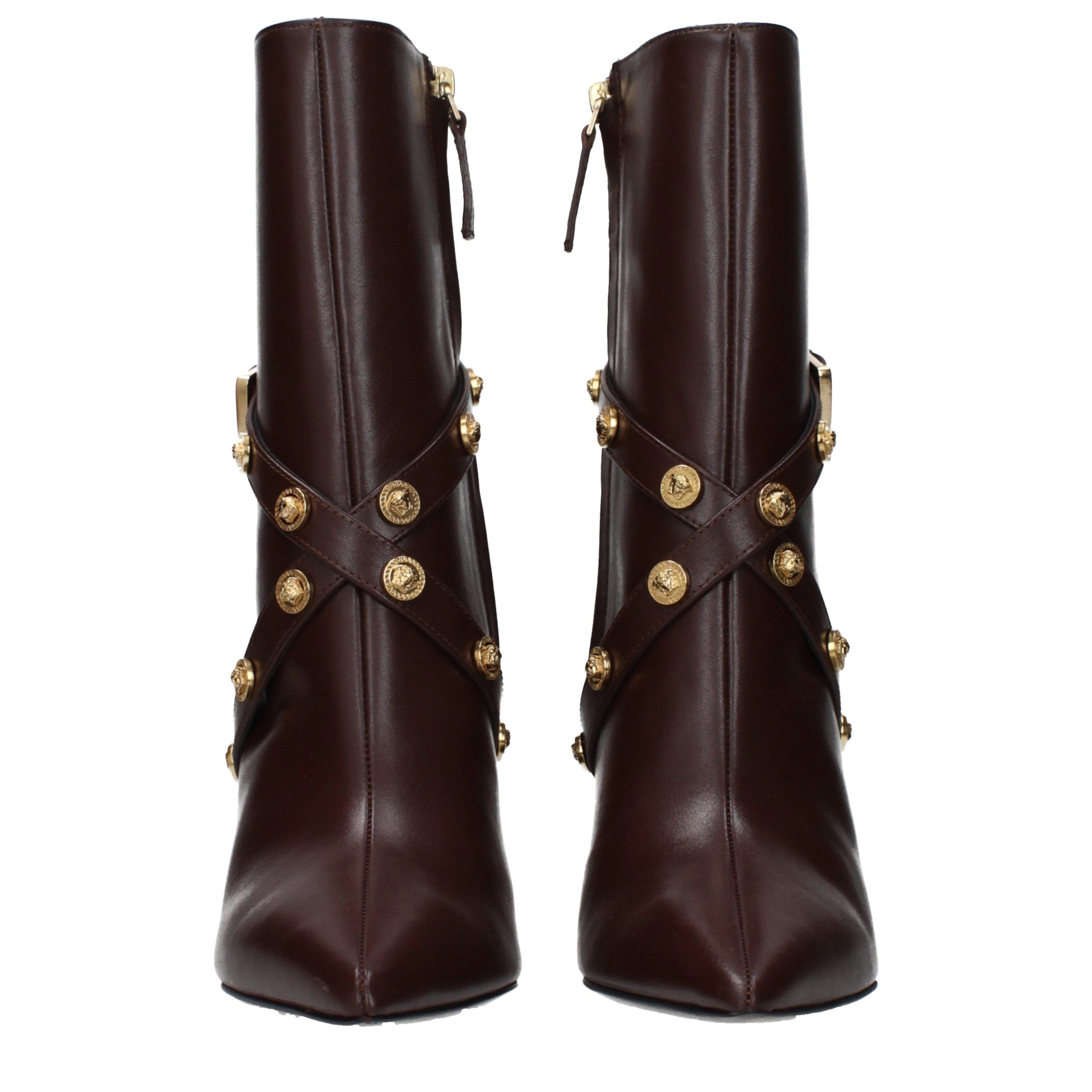 Leather Ankle Women's Boots - Versace - Modalova