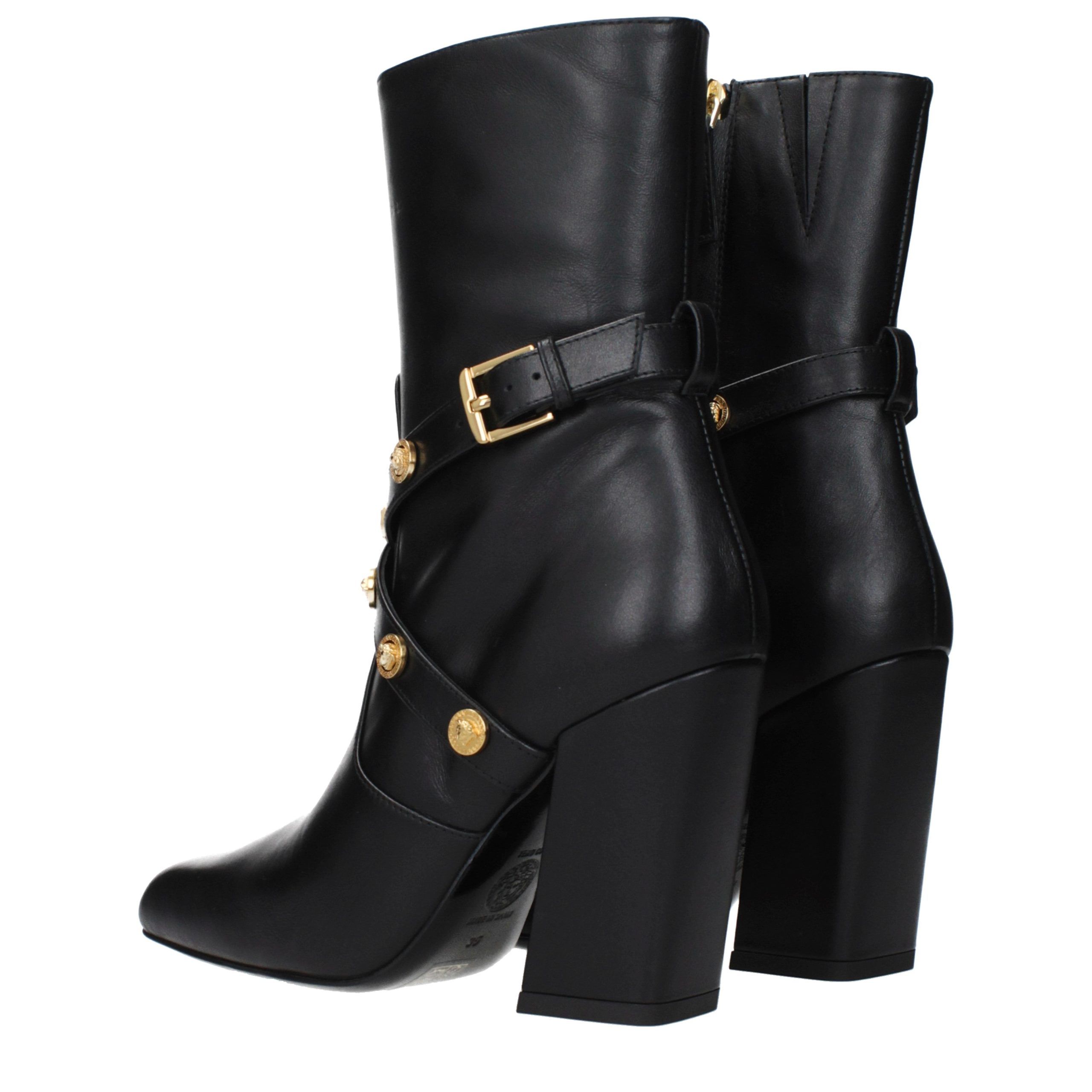 Leather Ankle Women's Boots - Versace - Modalova
