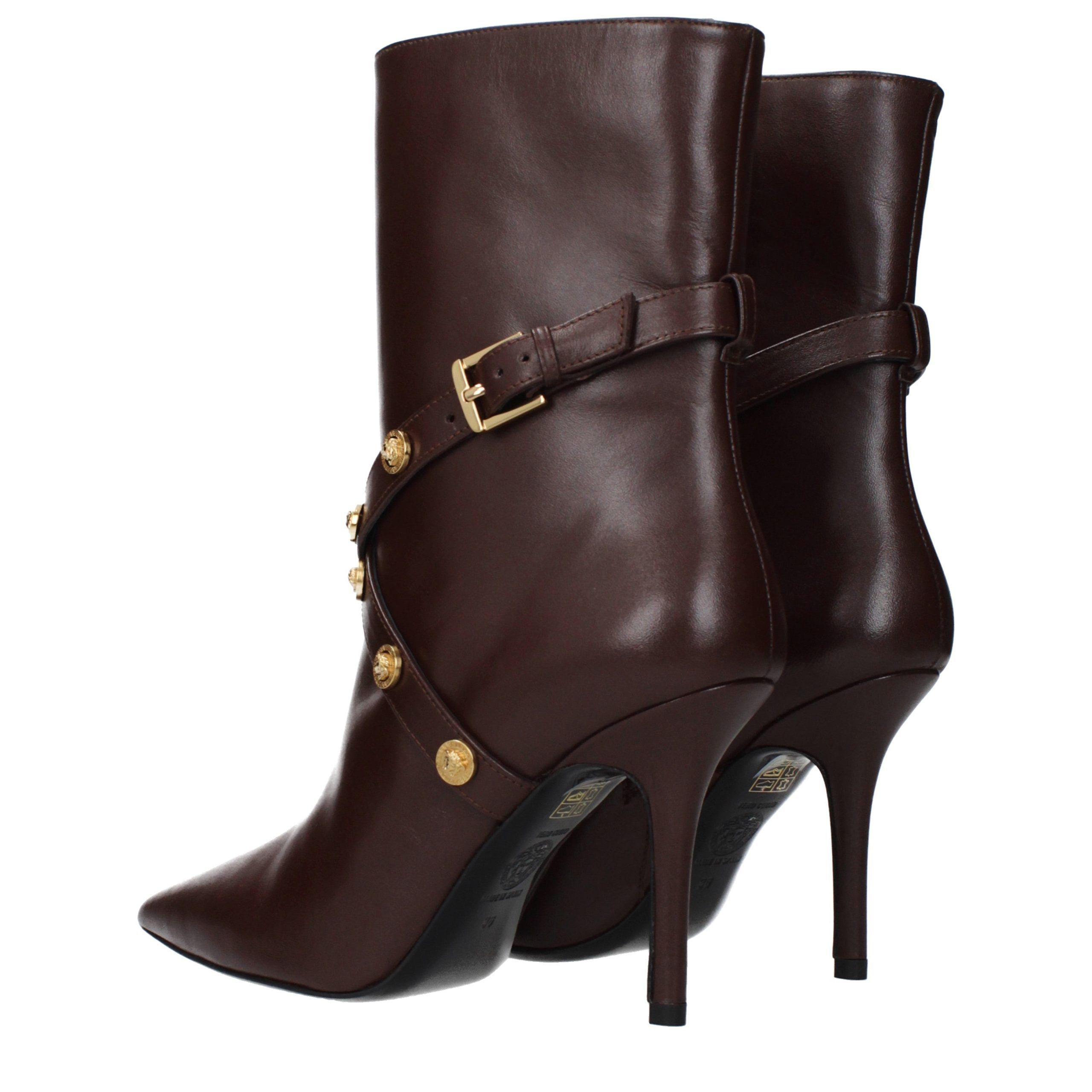 Leather Ankle Women's Boots - Versace - Modalova
