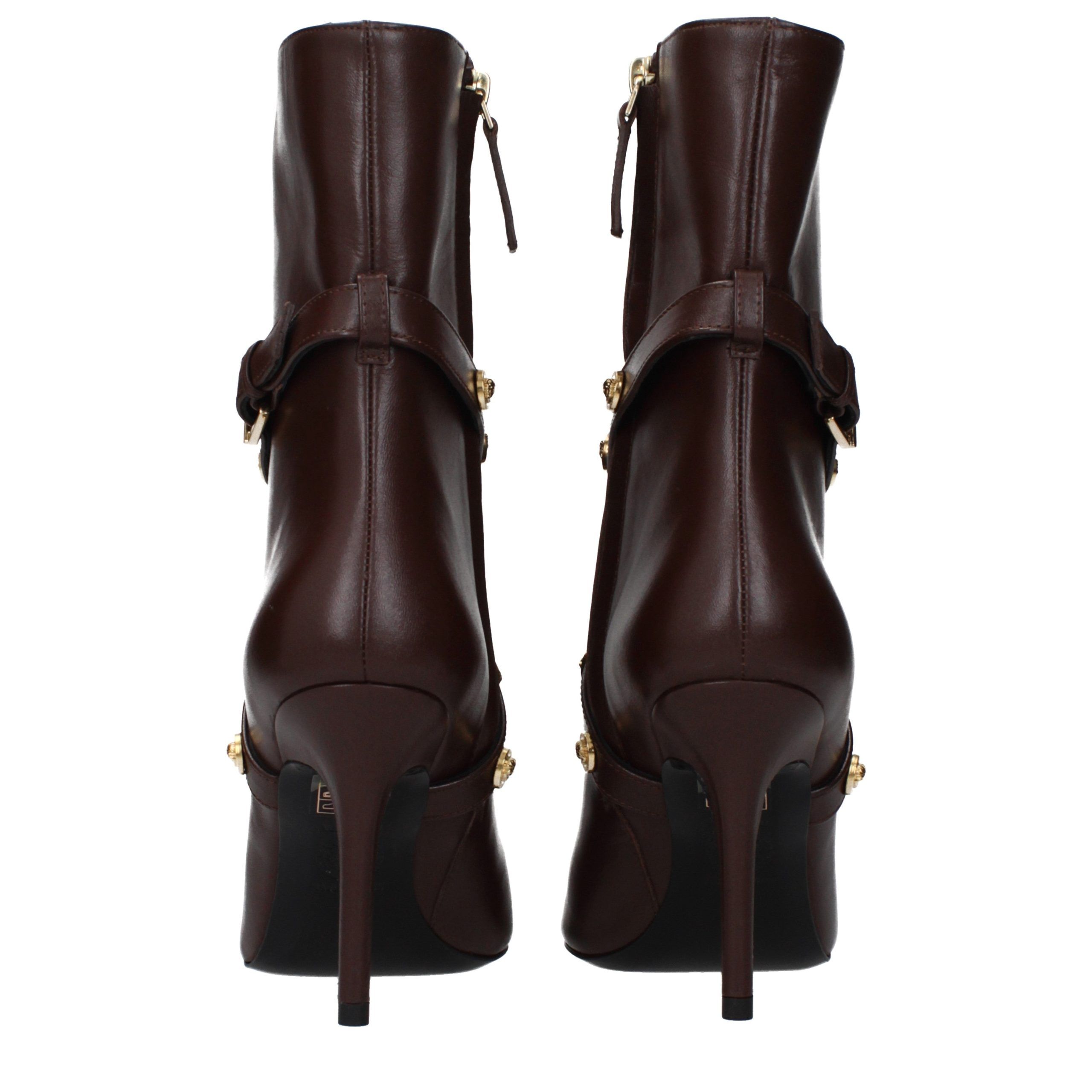 Leather Ankle Women's Boots - Versace - Modalova