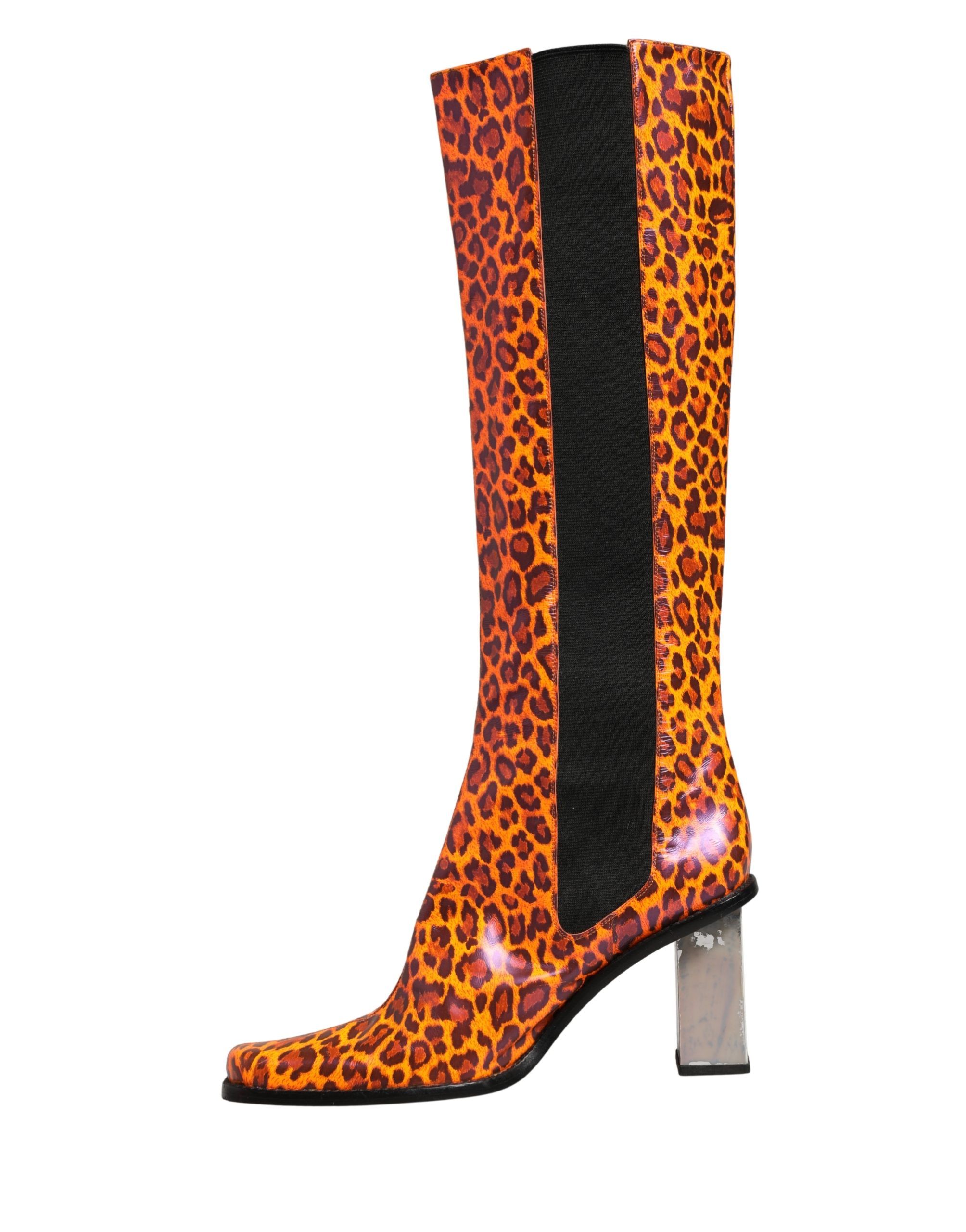 Leopard Leather Knee High Boots Women's Shoes (Pre-Owned) - Dolce & Gabbana - Modalova