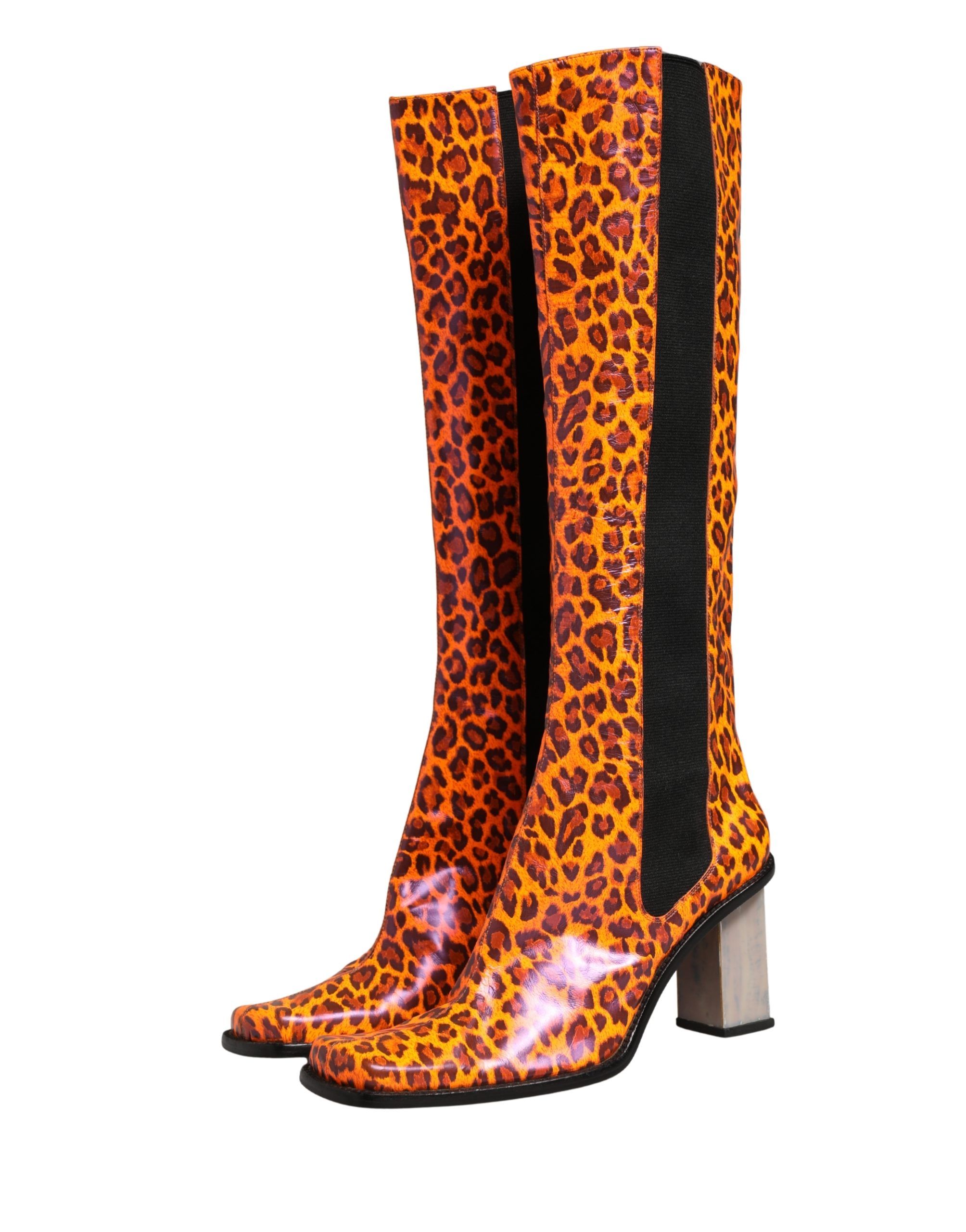 Leopard Leather Knee High Boots Women's Shoes (Pre-Owned) - Dolce & Gabbana - Modalova