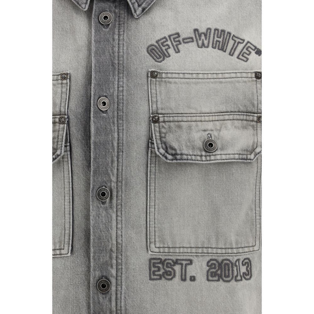 Off-White Gray Denim Men's Shirt - Off-White - Modalova