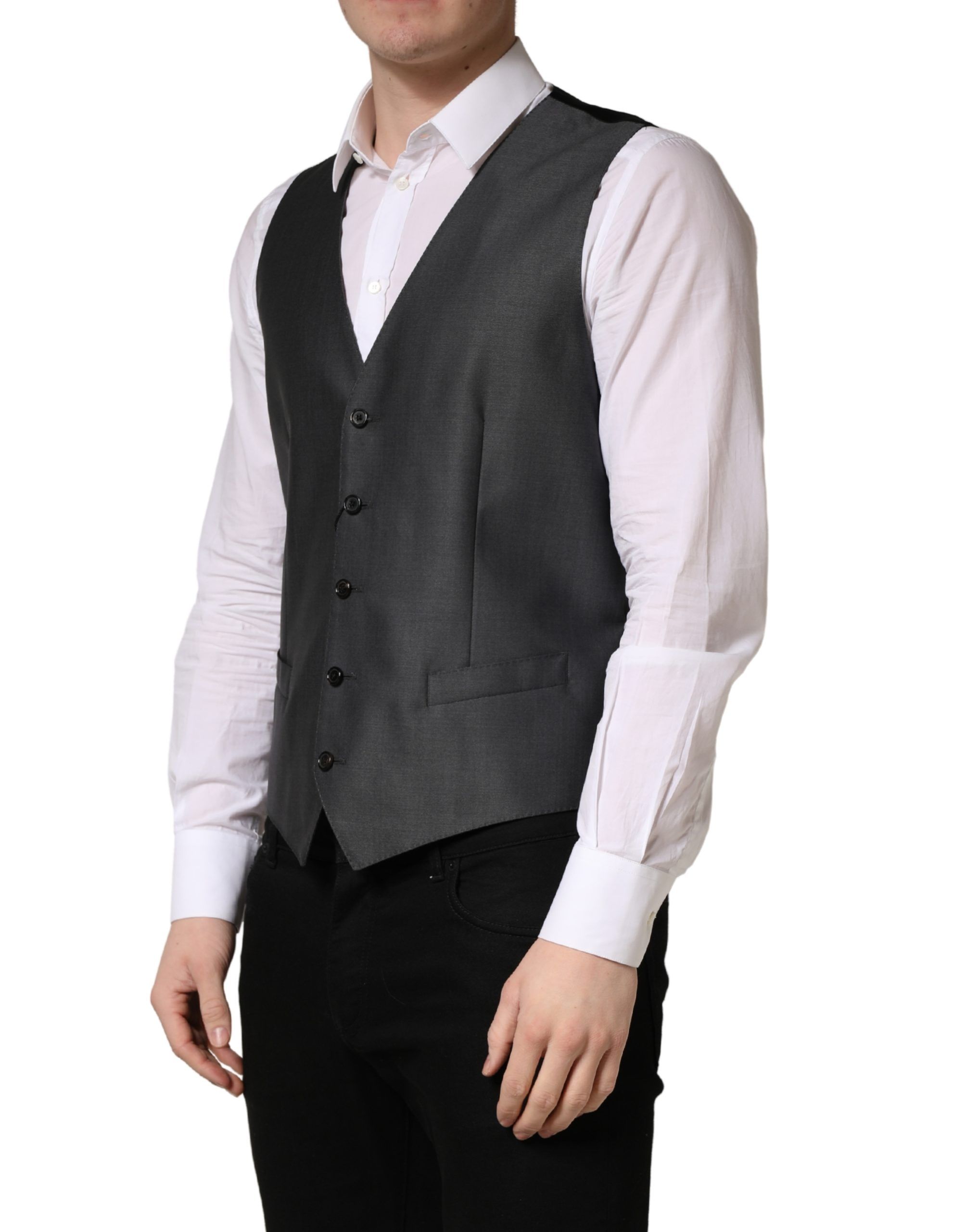 Dark Gray Single Breasted Men Waistcoat Men's Vest - Dolce & Gabbana - Modalova