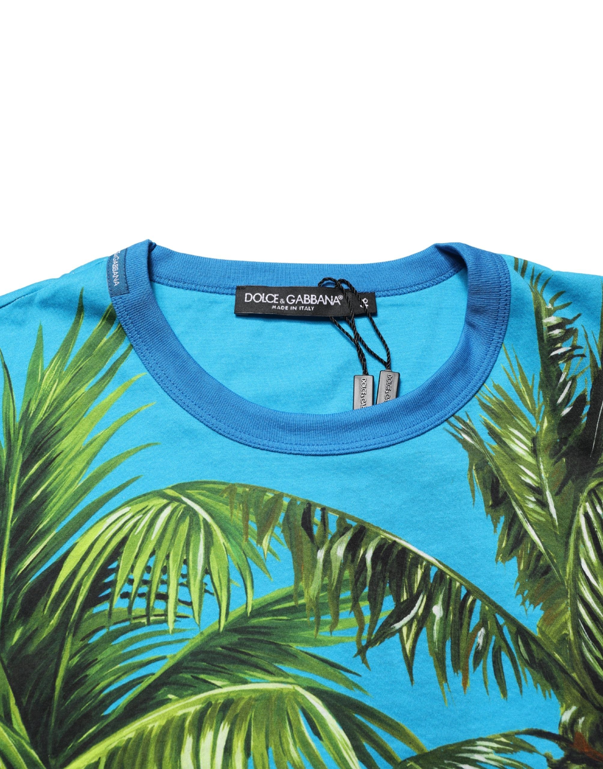 Palm Tree Print Cotton CrewNeck Men's T-shirt - Dolce & Gabbana - Modalova