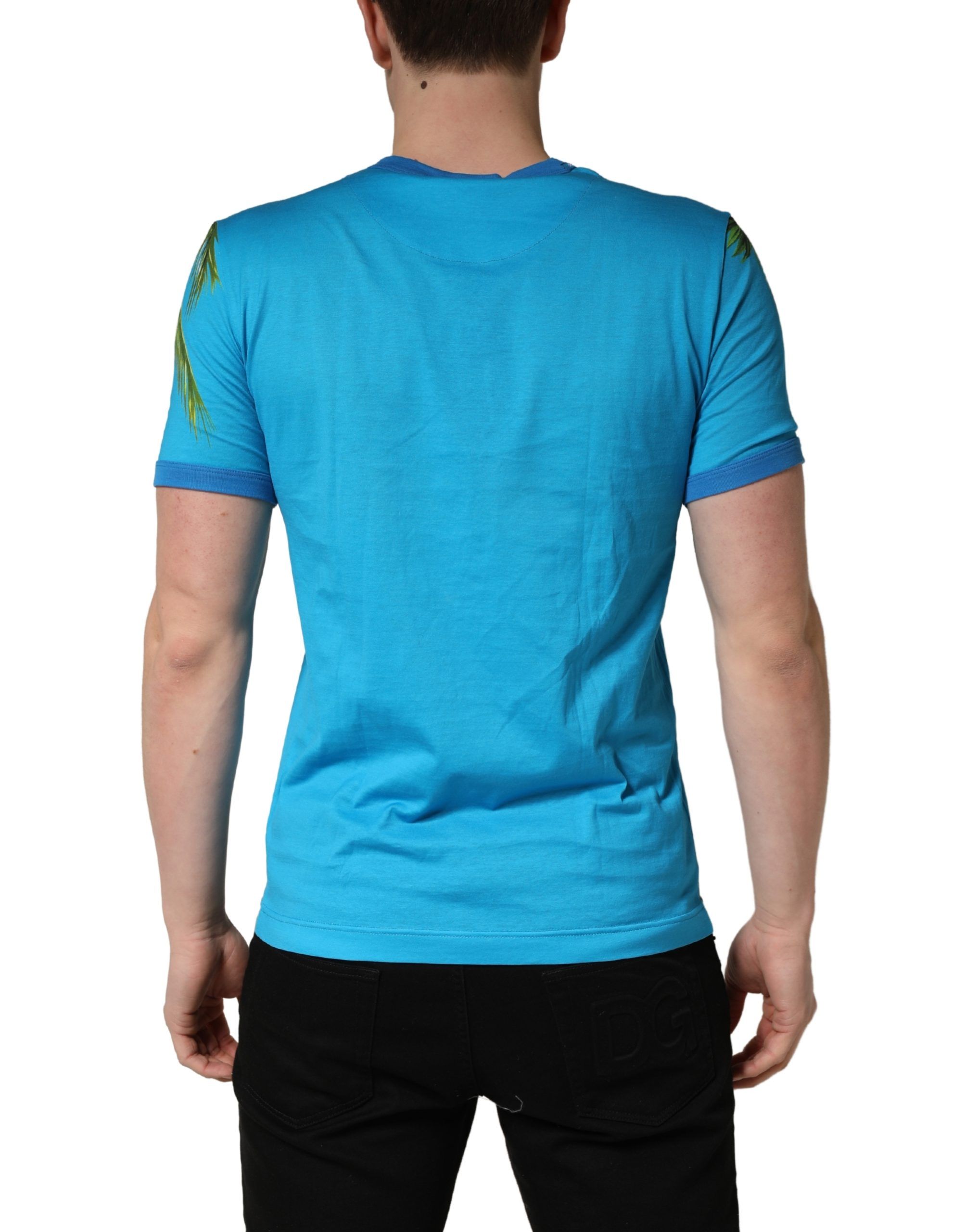 Palm Tree Print Cotton CrewNeck Men's T-shirt - Dolce & Gabbana - Modalova
