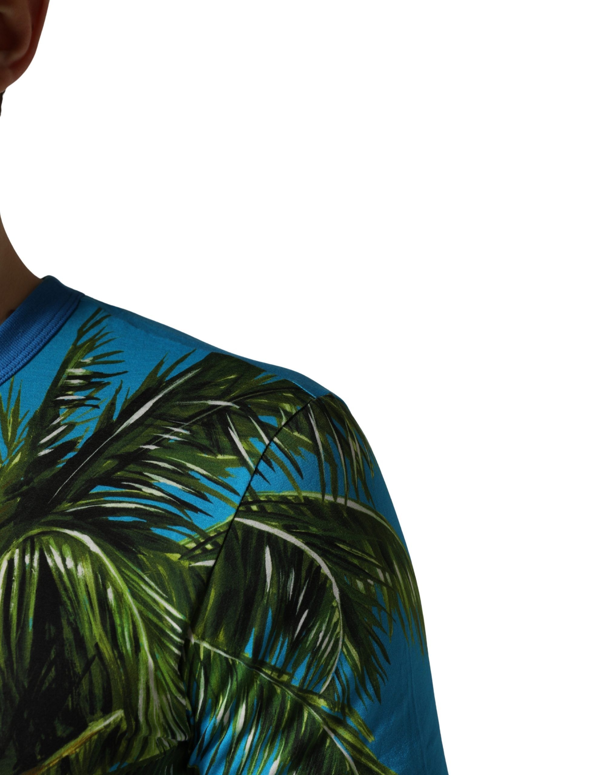 Palm Tree Print Cotton CrewNeck Men's T-shirt - Dolce & Gabbana - Modalova