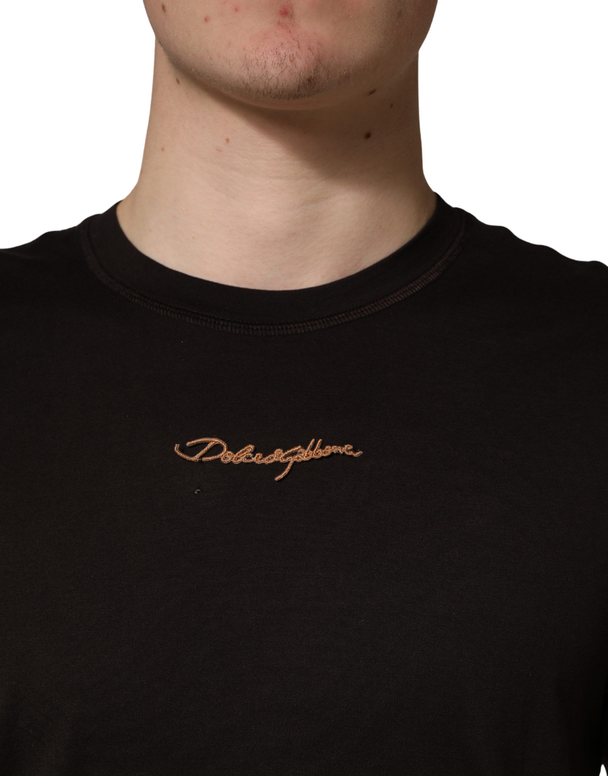 Logo Embroidered Men Crew Neck Men's T-shirt (Pre-Owned) - Dolce & Gabbana - Modalova