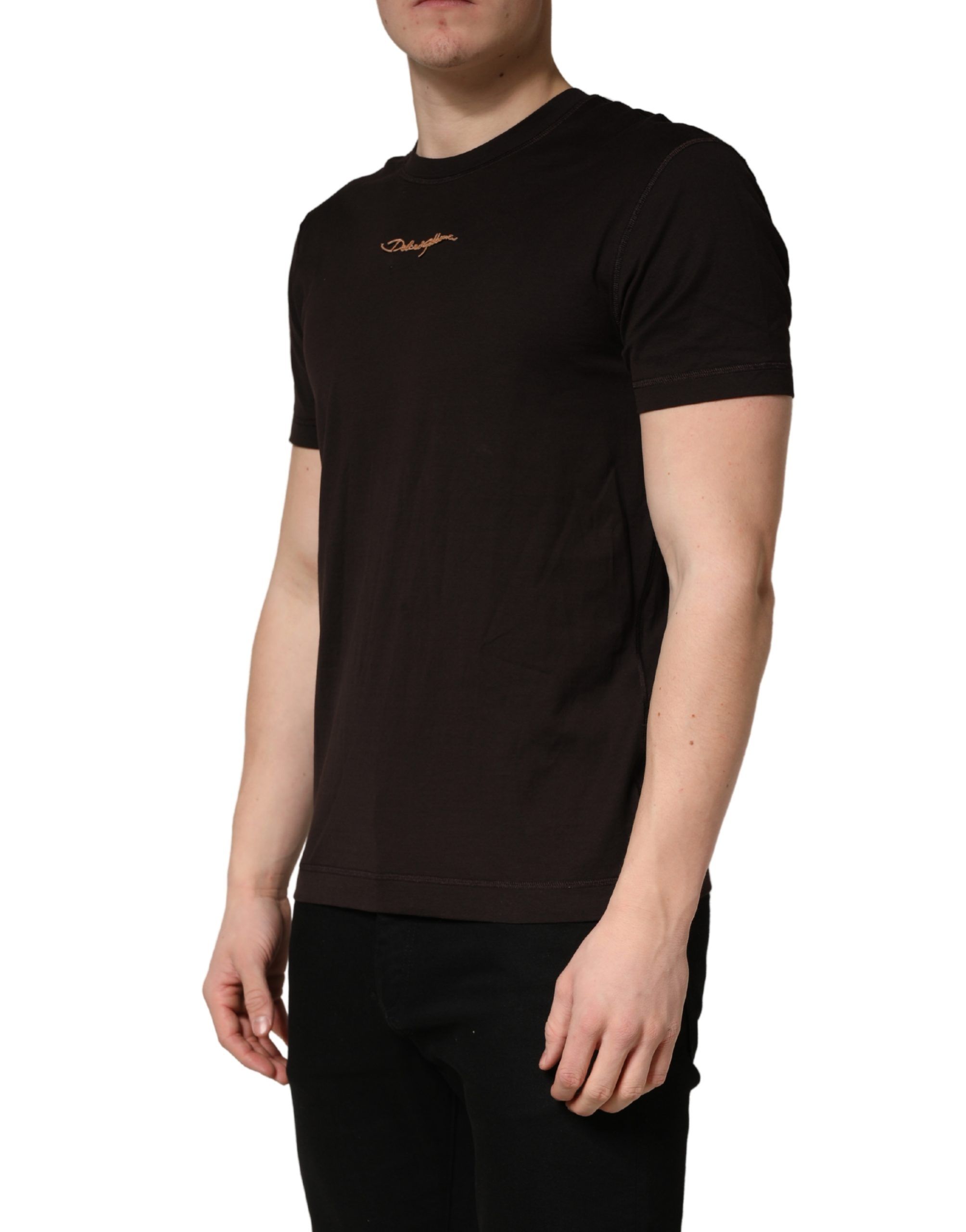 Logo Embroidered Men Crew Neck Men's T-shirt (Pre-Owned) - Dolce & Gabbana - Modalova