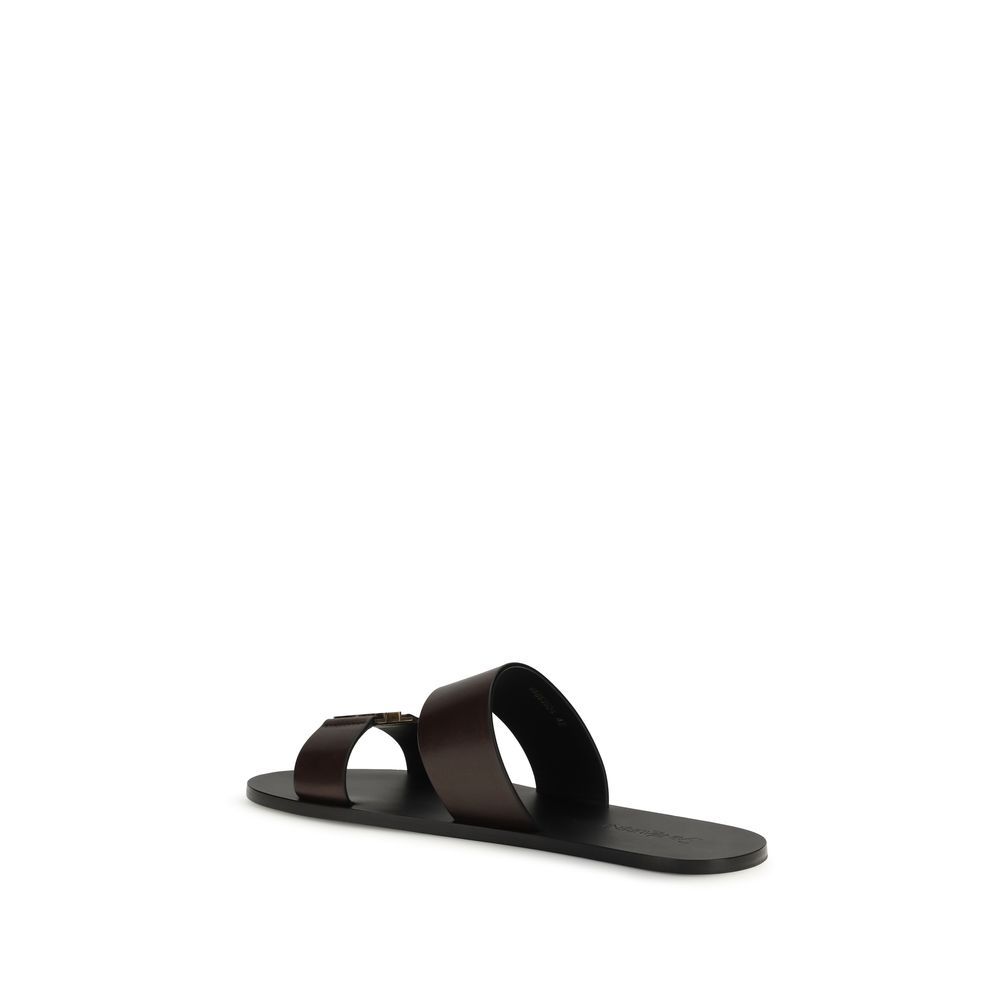 Calf Leather Bos Taurus Flat Men's Sandals - Saint Laurent - Modalova