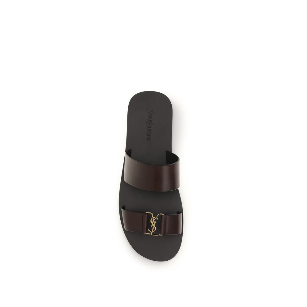 Calf Leather Bos Taurus Flat Men's Sandals - Saint Laurent - Modalova