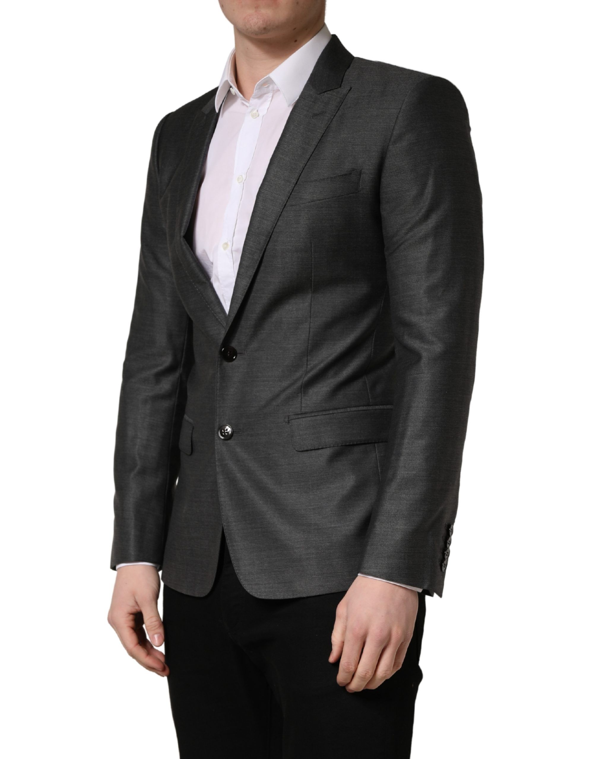 Dark Wool Slim Fit Coat Jacket Men's Blazer - Dolce & Gabbana - Modalova