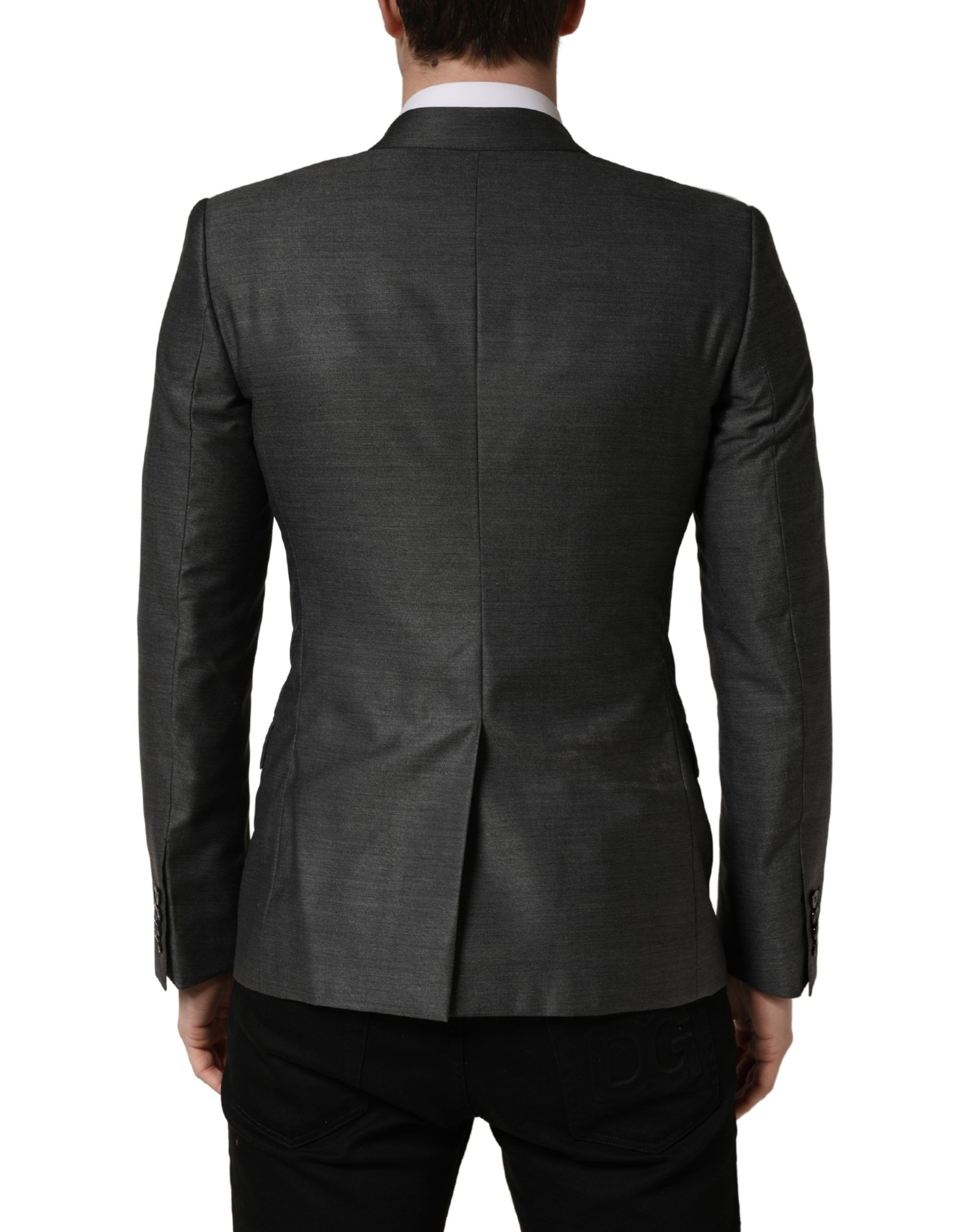 Dark Wool Slim Fit Coat Jacket Men's Blazer - Dolce & Gabbana - Modalova