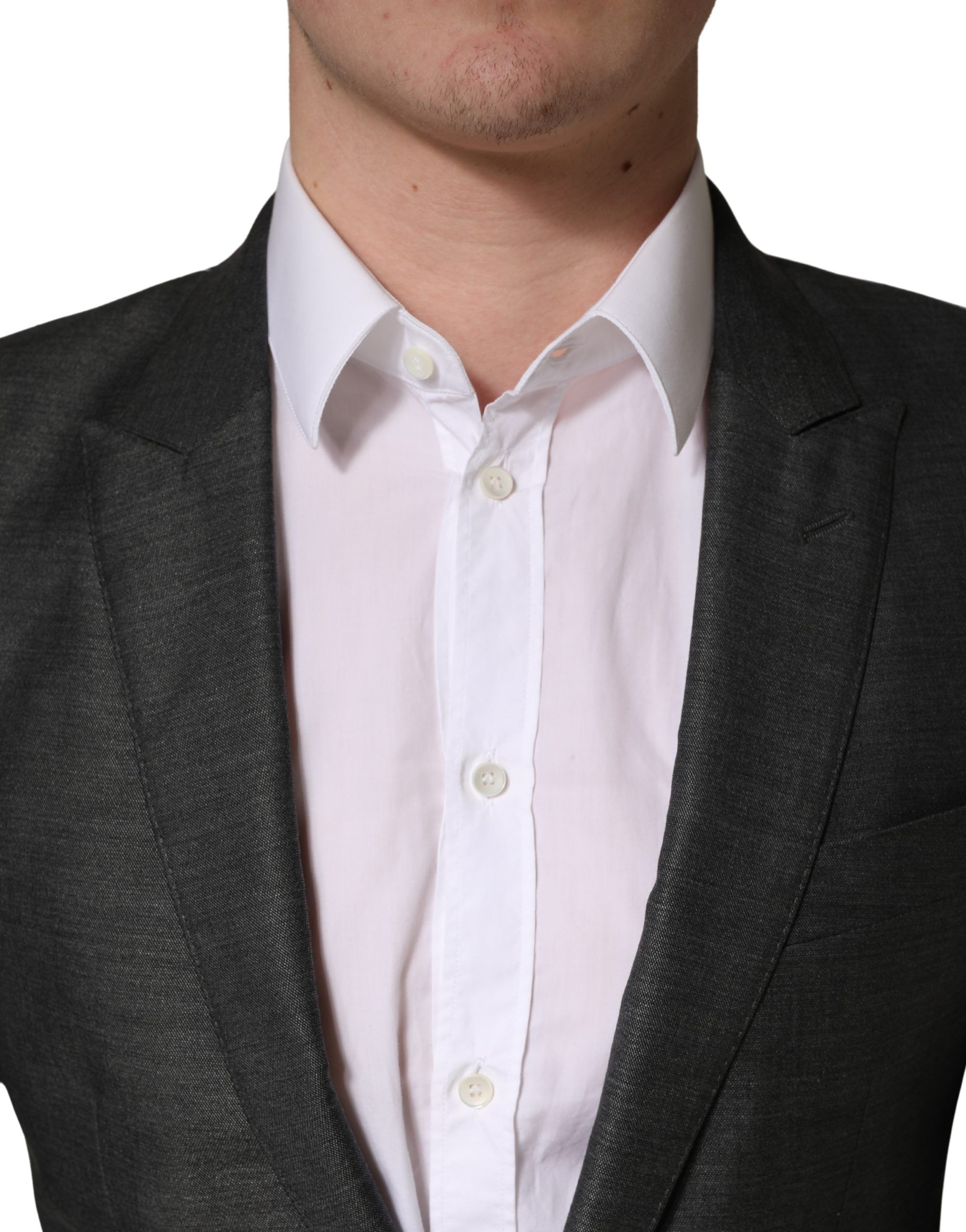 Dark Wool Slim Fit Coat Jacket Men's Blazer - Dolce & Gabbana - Modalova