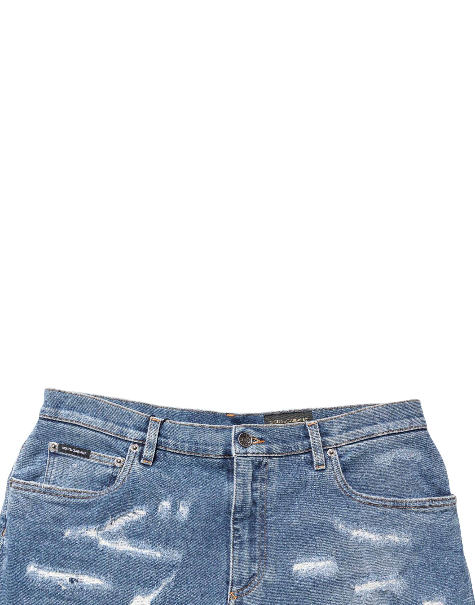 Cotton Distressed Denim Bermuda Men's Shorts - Dolce & Gabbana - Modalova