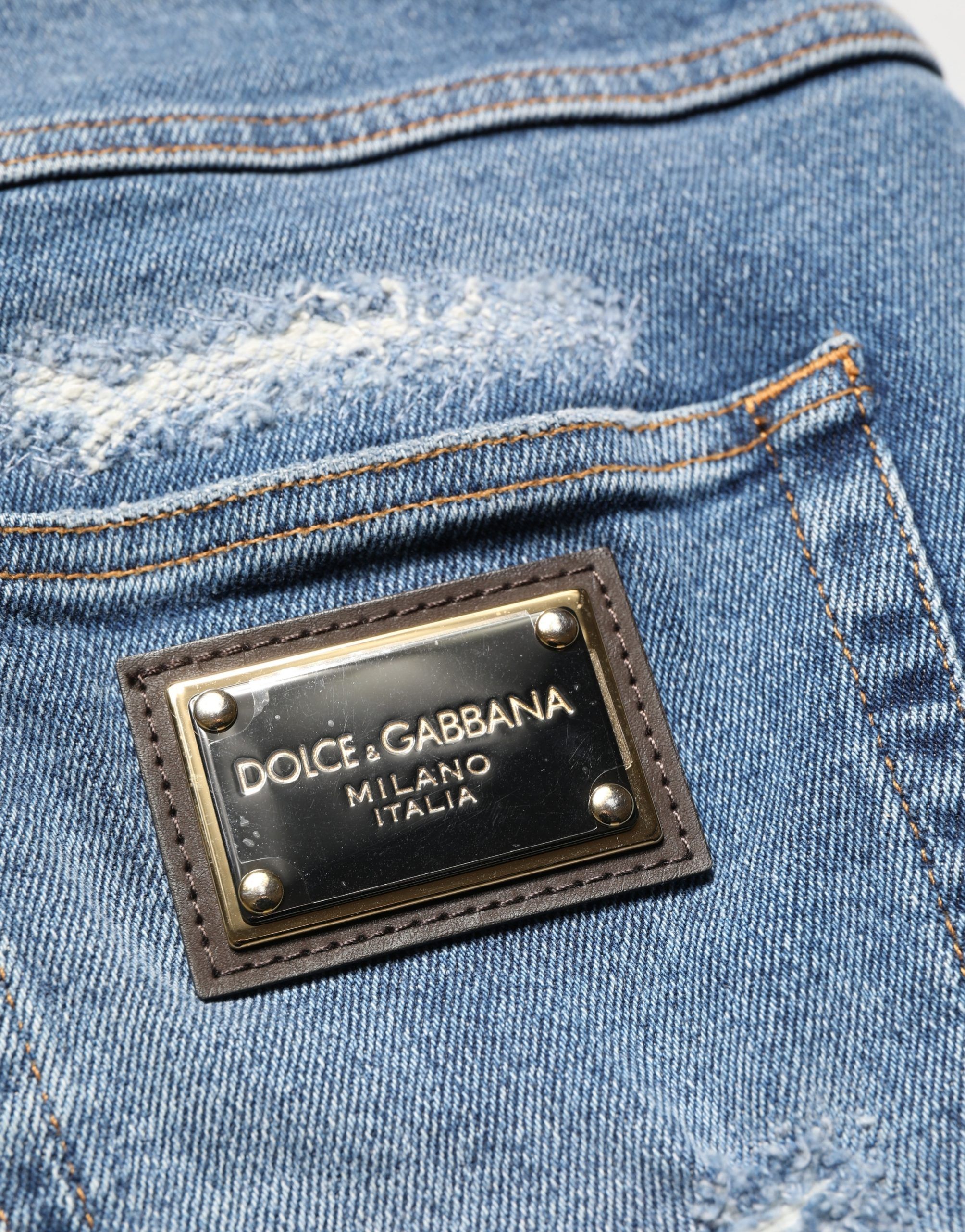 Cotton Distressed Denim Bermuda Men's Shorts - Dolce & Gabbana - Modalova