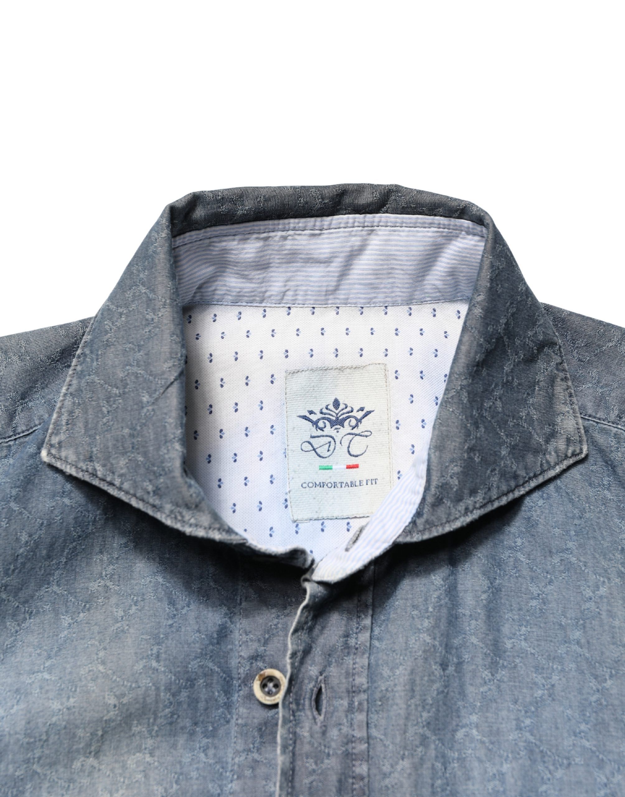 DarkBlue Long Sleeve Collared Denim Men's Shirt (Pre-Owned) - Domenico Tagliente - Modalova