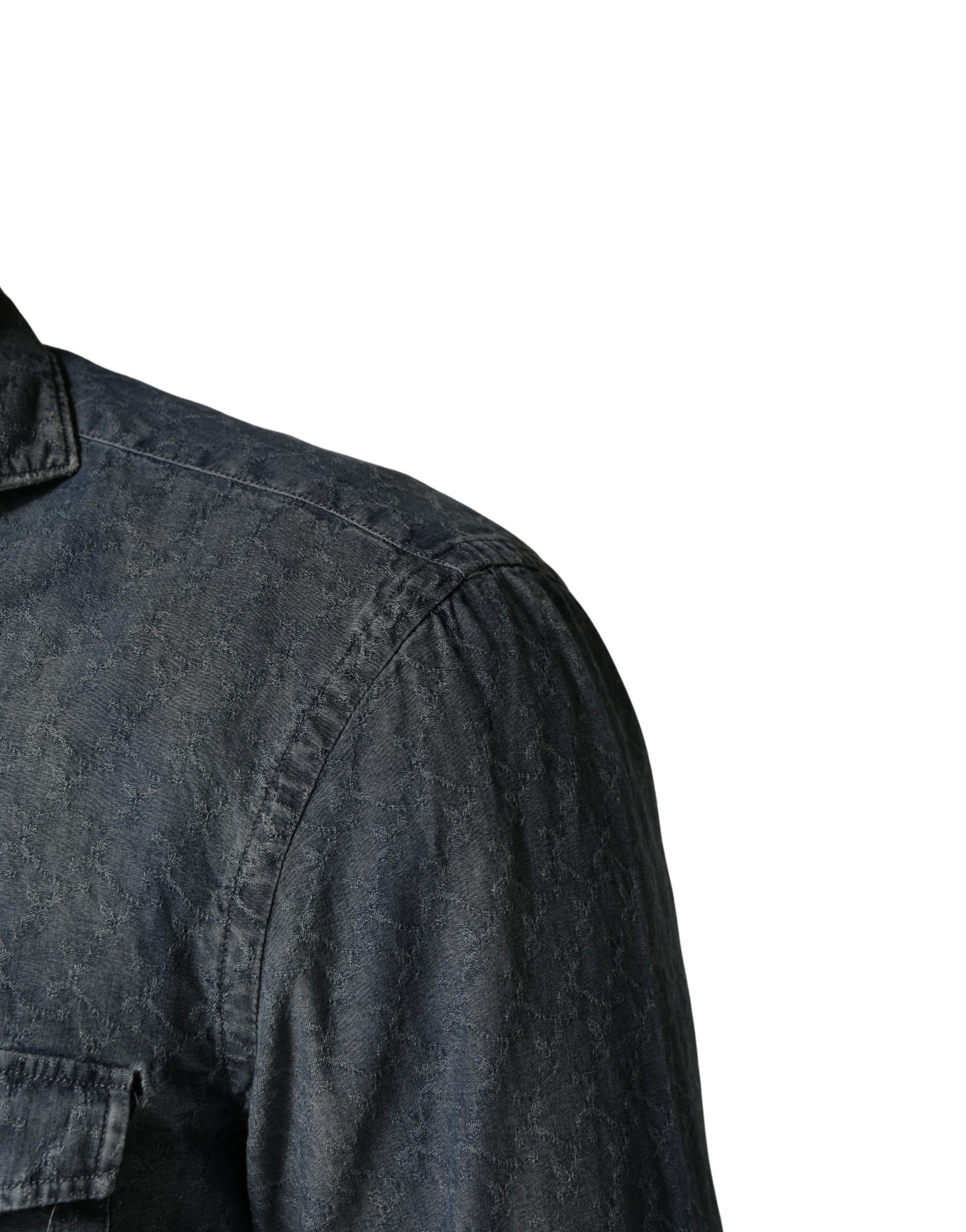 DarkBlue Long Sleeve Collared Denim Men's Shirt (Pre-Owned) - Domenico Tagliente - Modalova
