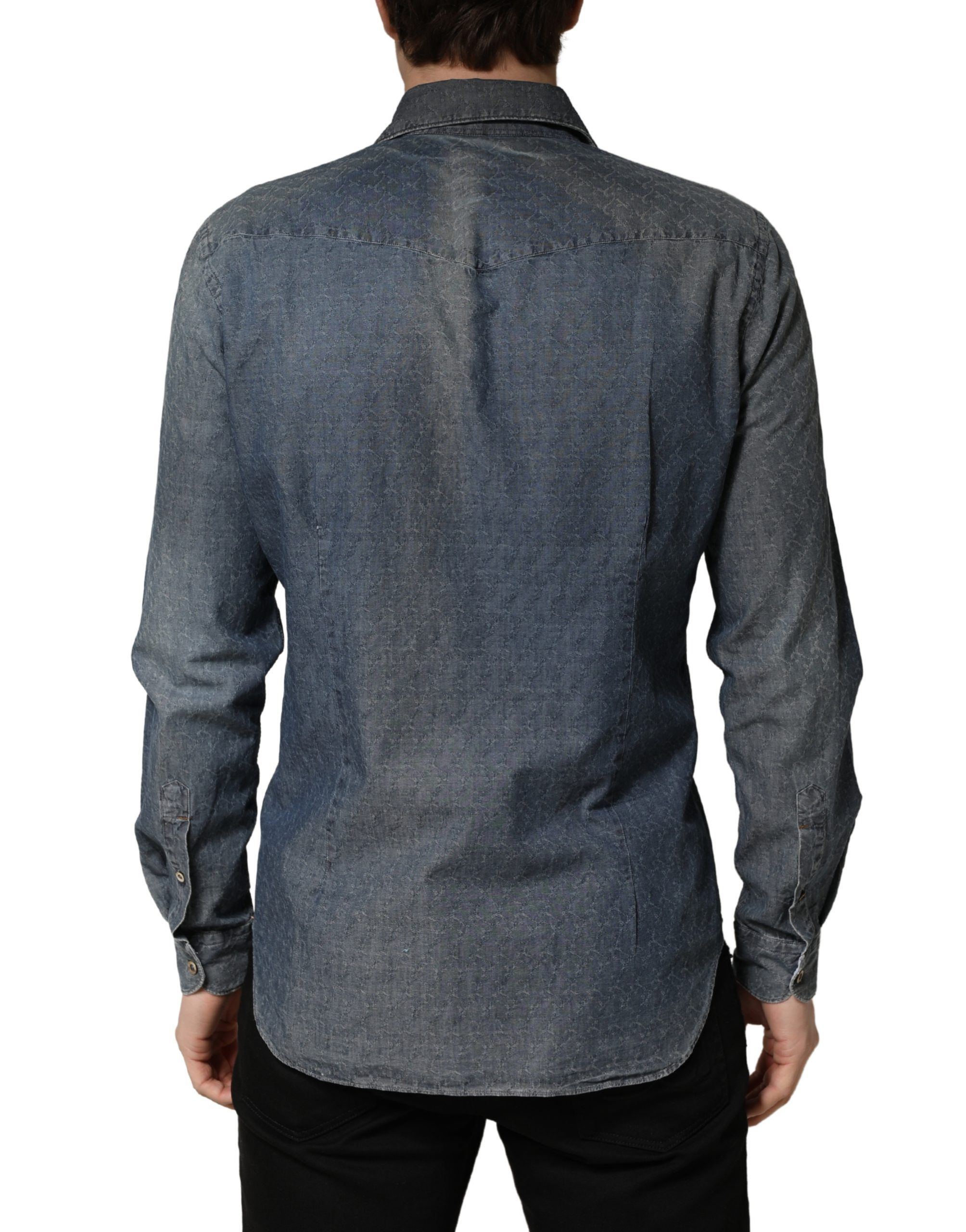 DarkBlue Long Sleeve Collared Denim Men's Shirt (Pre-Owned) - Domenico Tagliente - Modalova