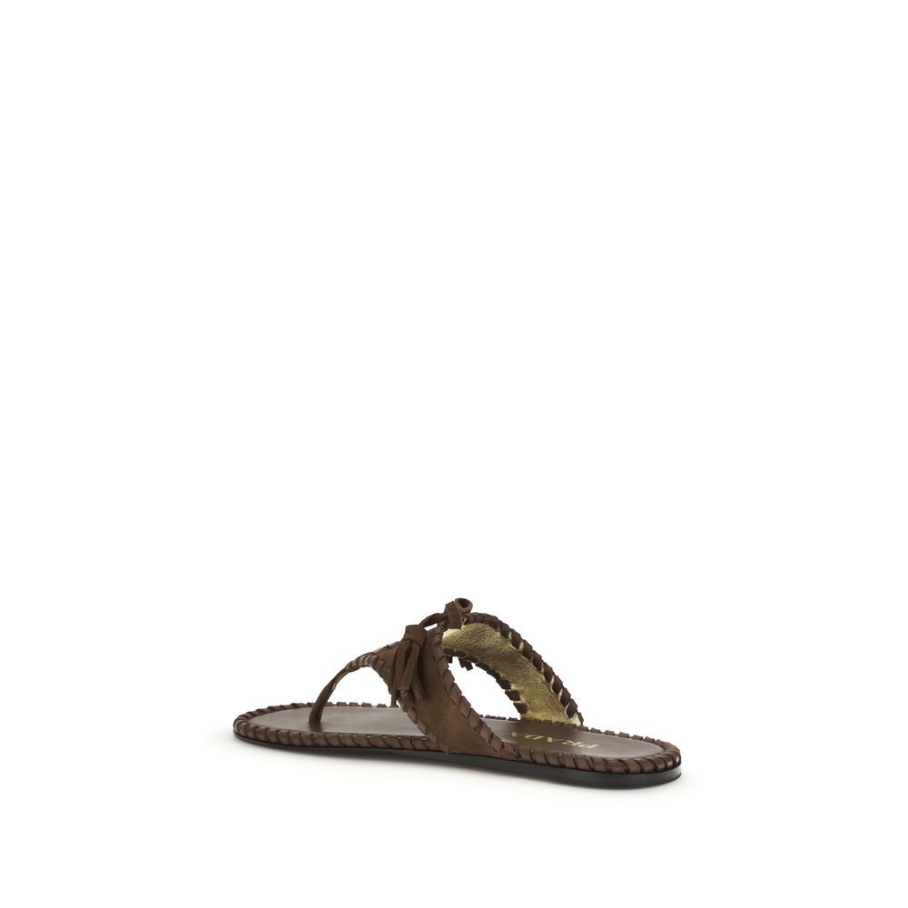 Calf Leather Bos Taurus Flat Women's Sandals - Prada - Modalova