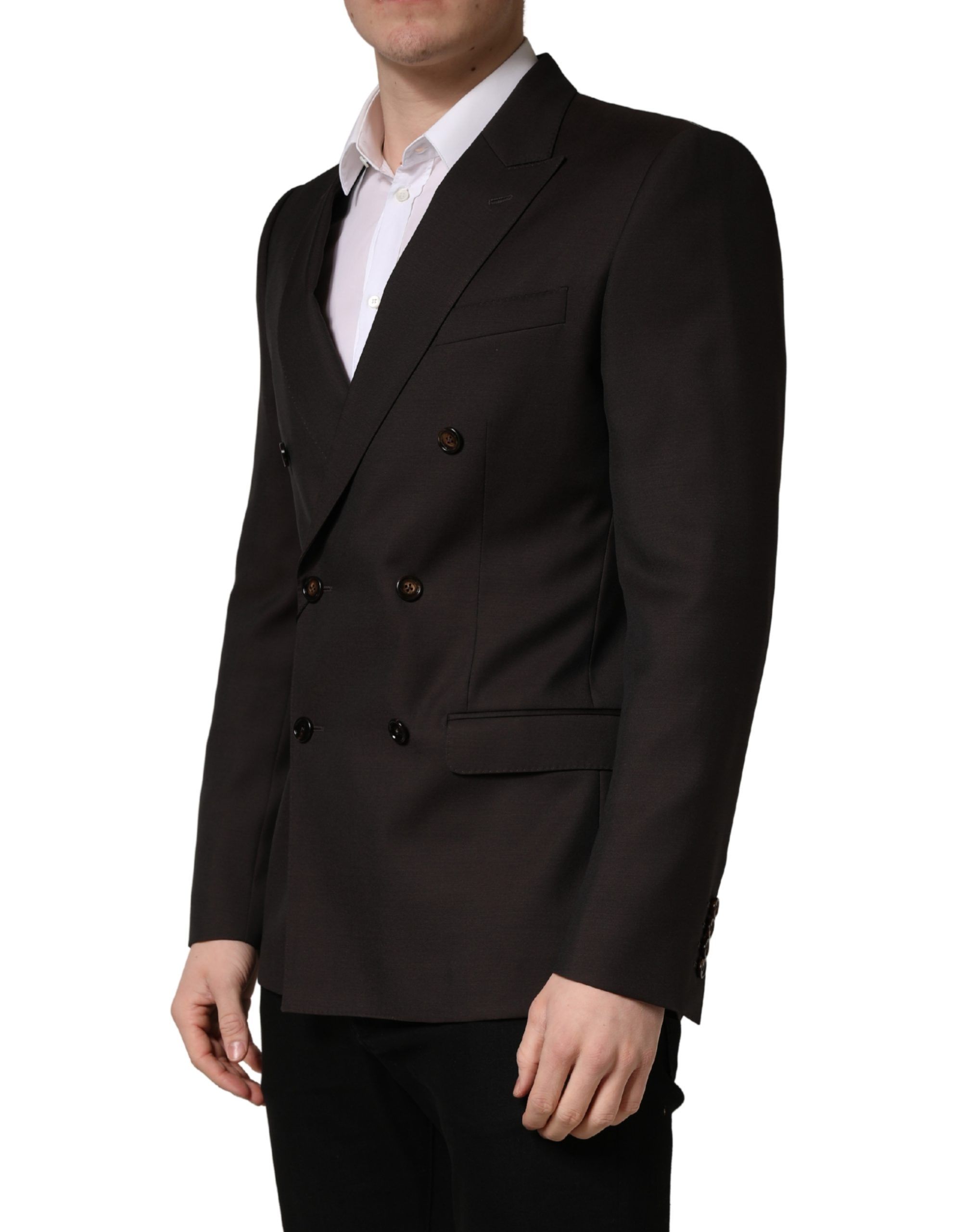 Dark Wool Double Breasted Suit Men's Jacket - Dolce & Gabbana - Modalova