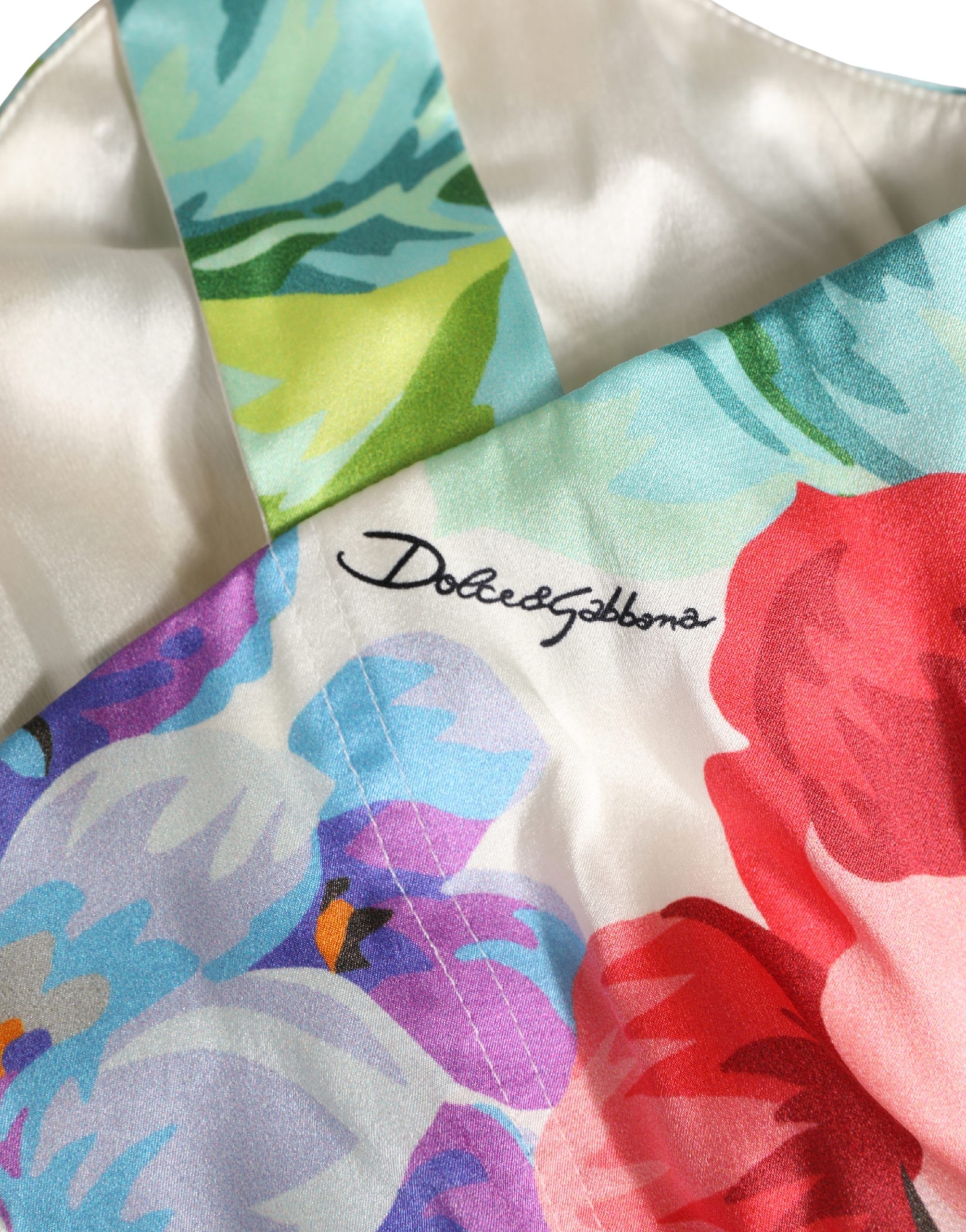 Multicolor Floral Print Silk Cropped Bustier Women's Top - Dolce & Gabbana - Modalova