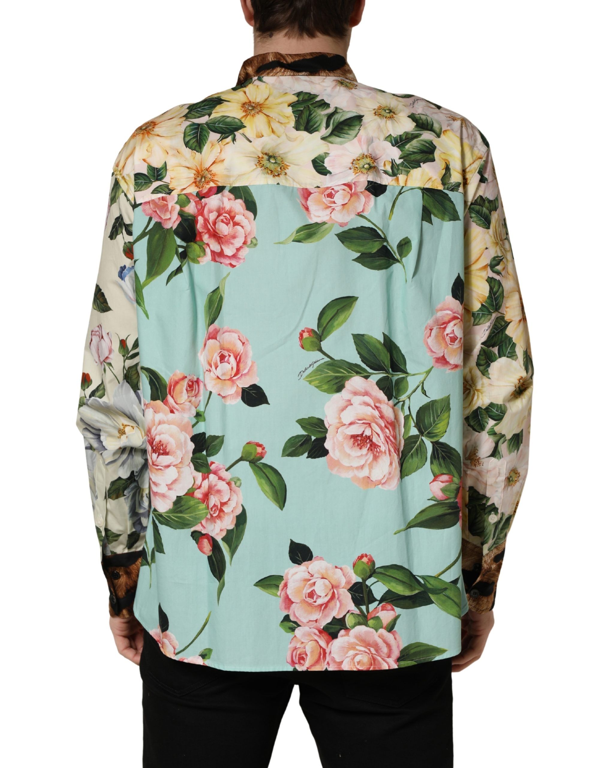 Floral Animal Print Collared Men's Shirt - Dolce & Gabbana - Modalova
