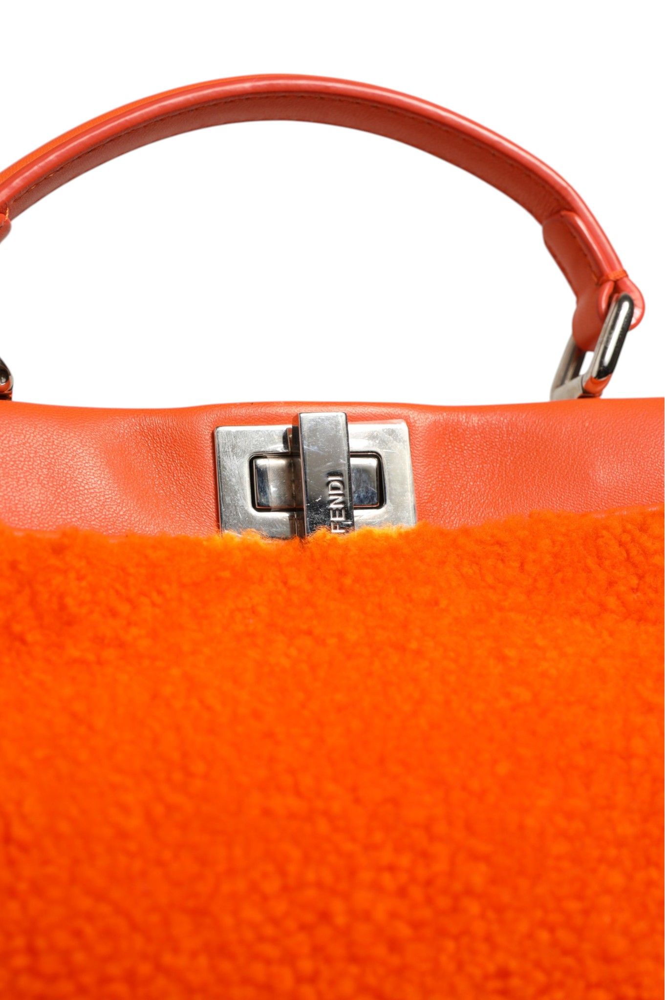 Leather and Shearling Mini Peekaboo Top Handle Women's Bag (Pre-Owned) - Fendi - Modalova